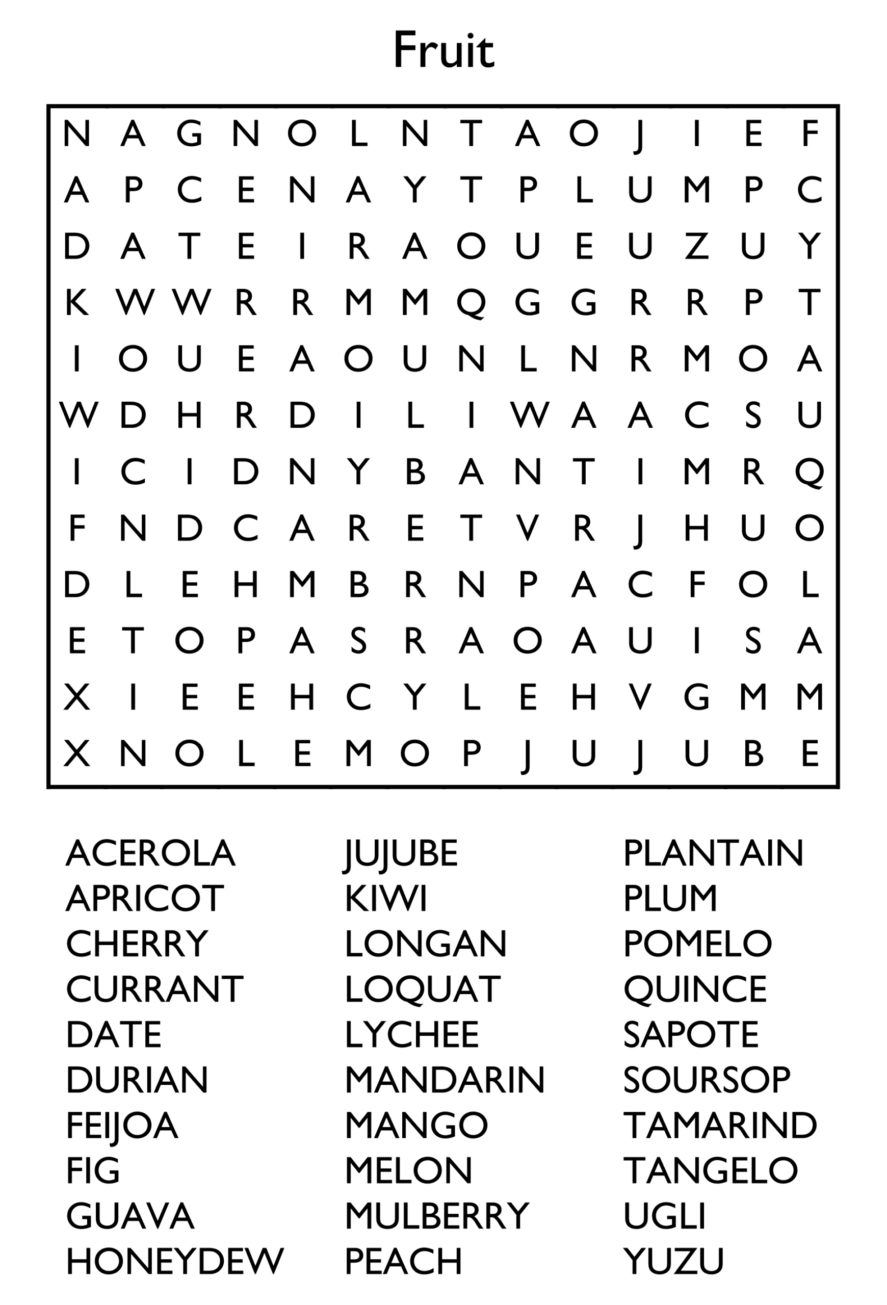 10 Free Printable Word Search Puzzles within Printable Free Word Search Puzzles For Adults