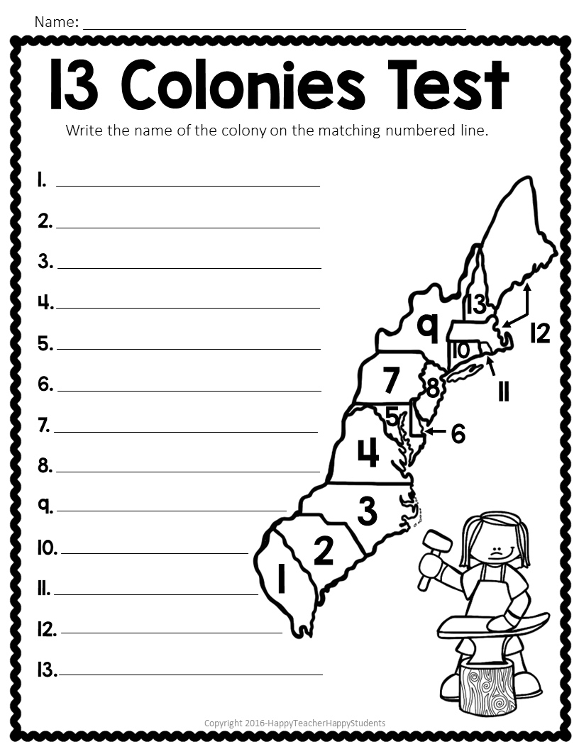 13 Colonies Map Quiz, 13 Colonies Map Worksheet, Blank 13 Colonies pertaining to 13 Colonies Map Printable Free