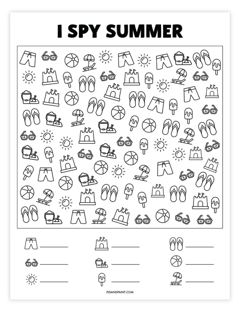 13 Free Printable Summer Games And Activities - Pjs And Paint inside Free Printable Summer Fun Worksheets