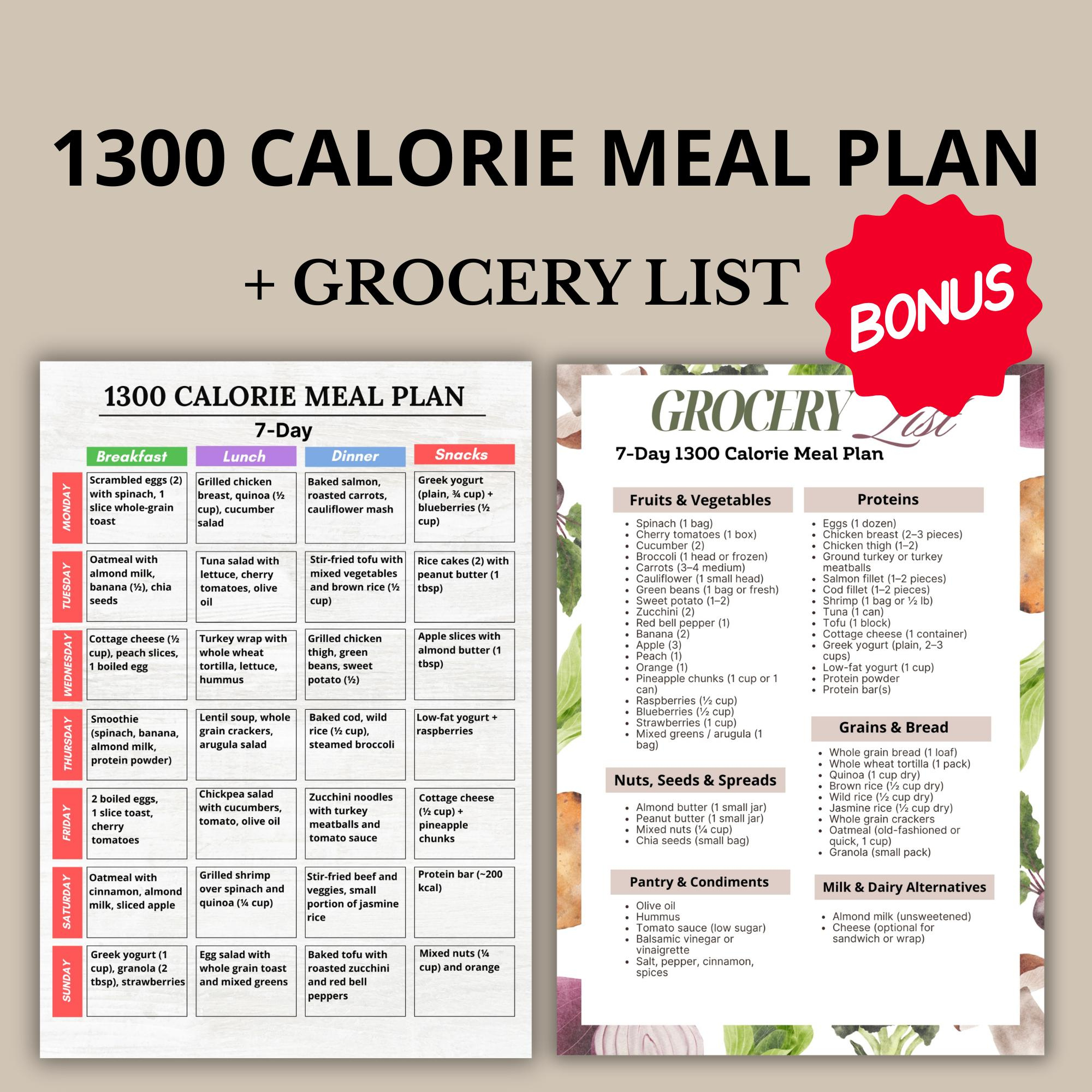 1300 Calories Diet Plan Food Chart, 1300 Calories Diet Food List within Woman Printable 1300 Calorie Meal Plan