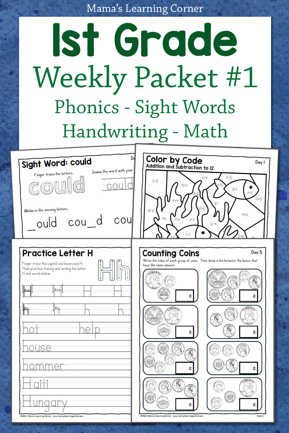 1St Grade Summer Review Worksheets – Week 1 - Mamas Learning Corner pertaining to 1St Grade Worksheets Free Printable
