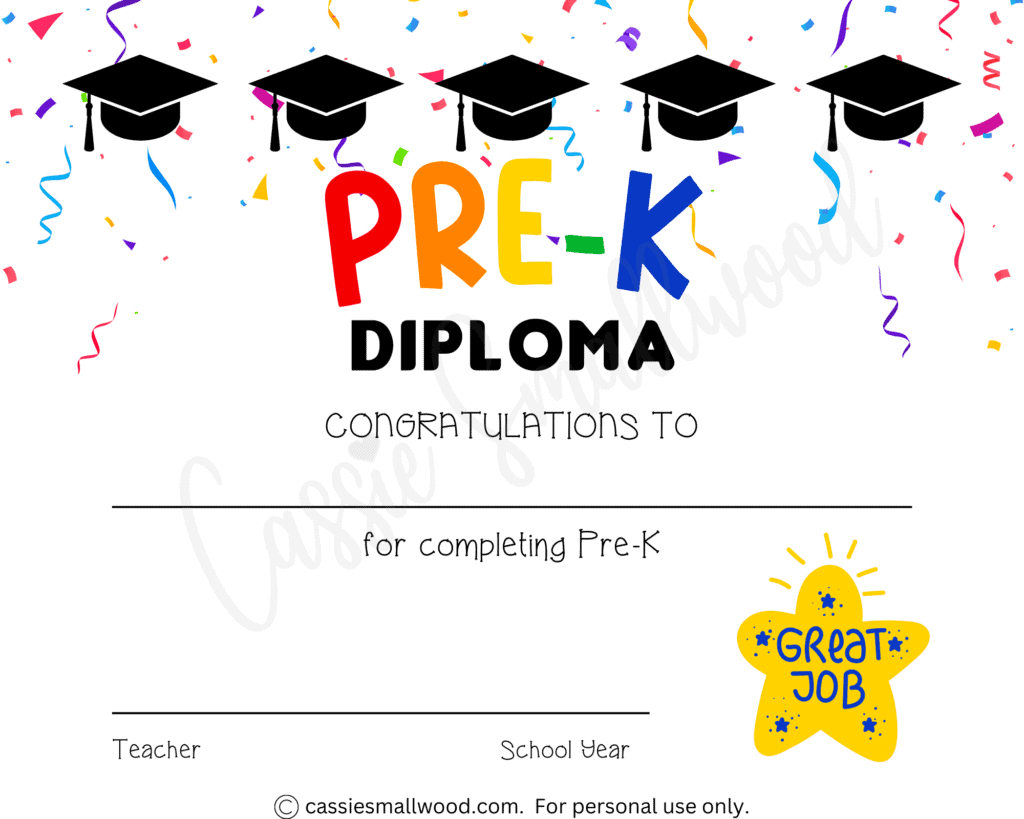 20 Preschool And Kindergarten Graduation Certificates (Free intended for Free Printable Diplomas For Preschool