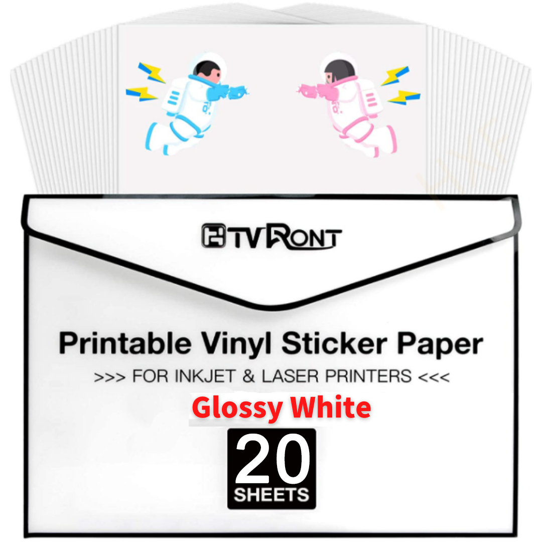 20 Sheets Glossy White Printable Vinyl Sticker Paper For Inkjet for Inkjet Printable Vinyl Sticker Paper