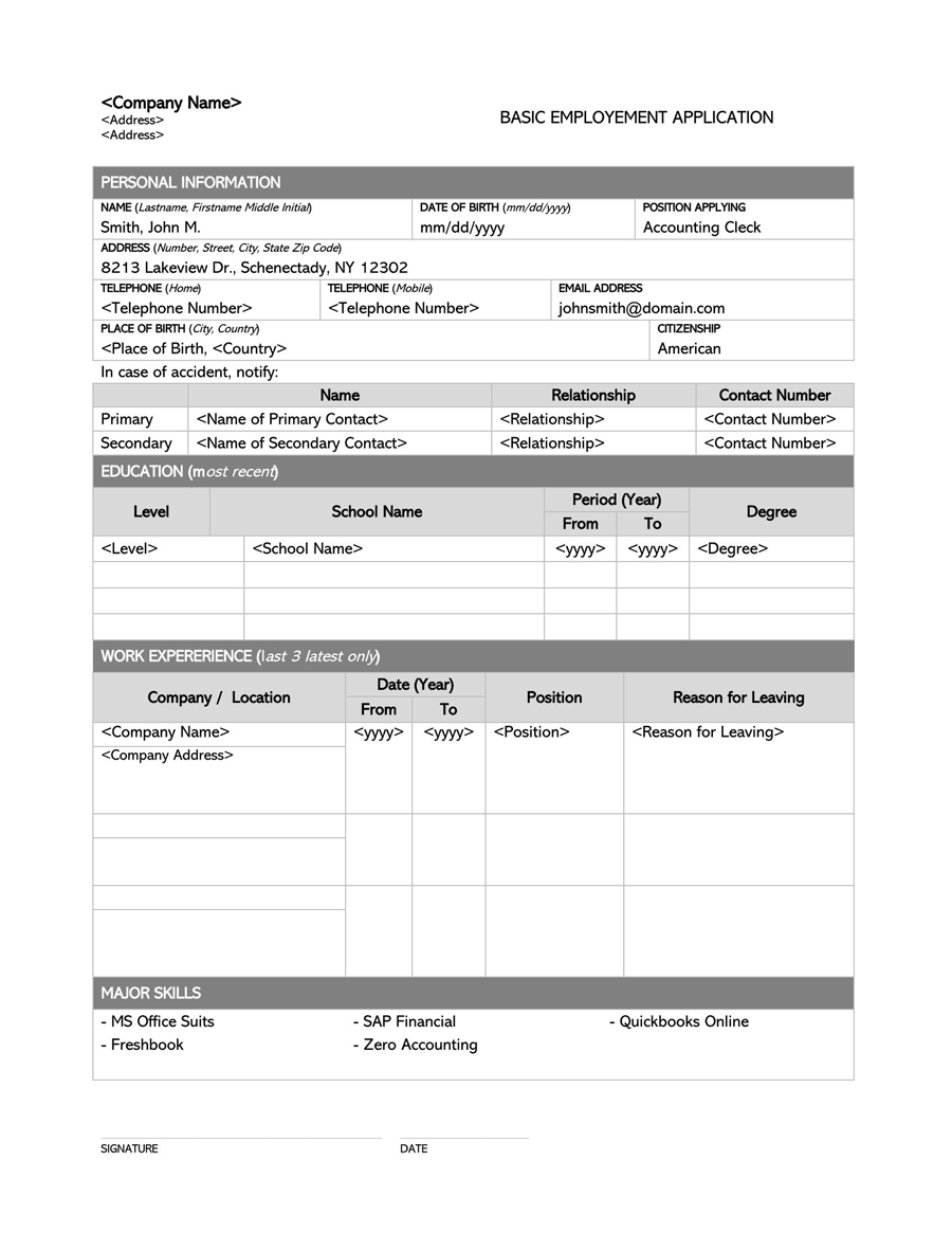 22 Free Job Application Forms (Templates) - Word, Pdf regarding Printable Blank Application Forms For Employment