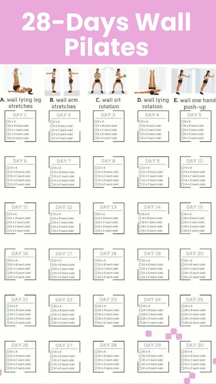 28-Day Wall Pilates Challenge in 28 Day Wall Pilates Challenge Printable