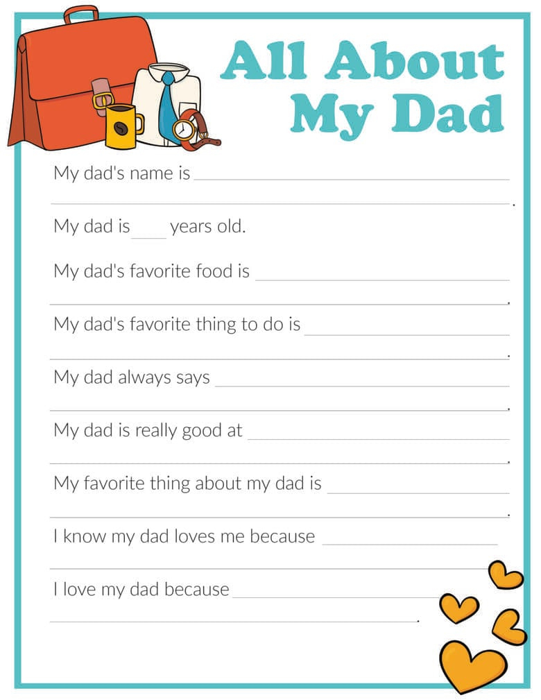 3 Free "All About My Dad" Printables for All About My Dad Printable Free Download