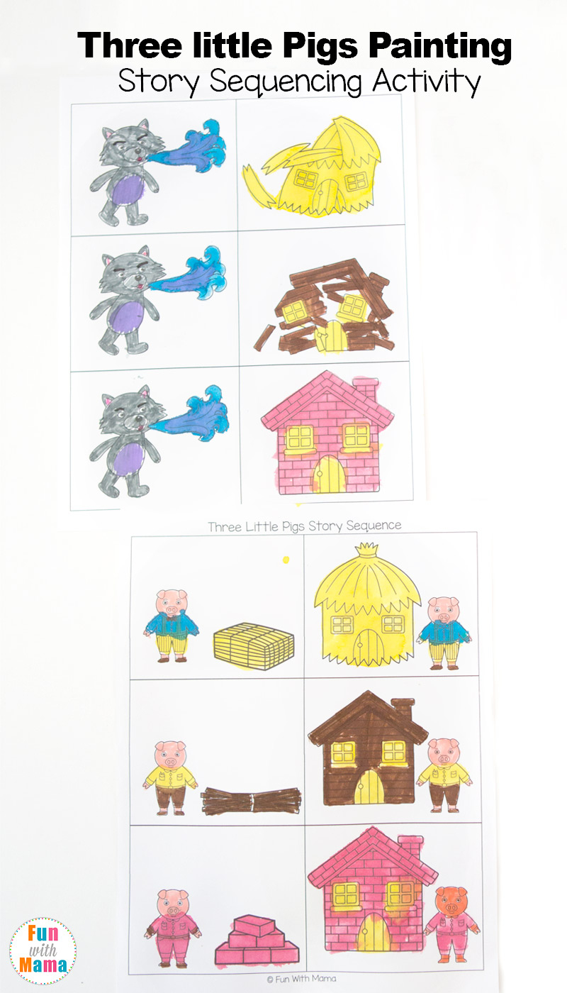 3 Little Pigs Craft Sequencing Coloring Pages - Fun With Mama with Printable The Three Little Pigs Story