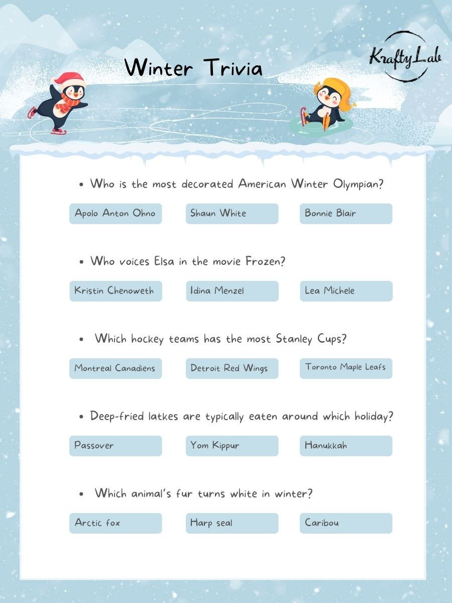 30+ Fun Winter Trivia Questions And Answers For Work throughout Winter Trivia Questions And Answers Printables