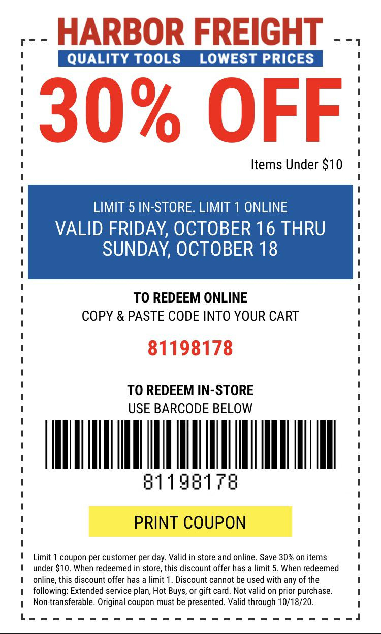 30% Off Items Under $10 This Weekend : R/Harborfreight throughout Printable Harbor Freight Gift Card