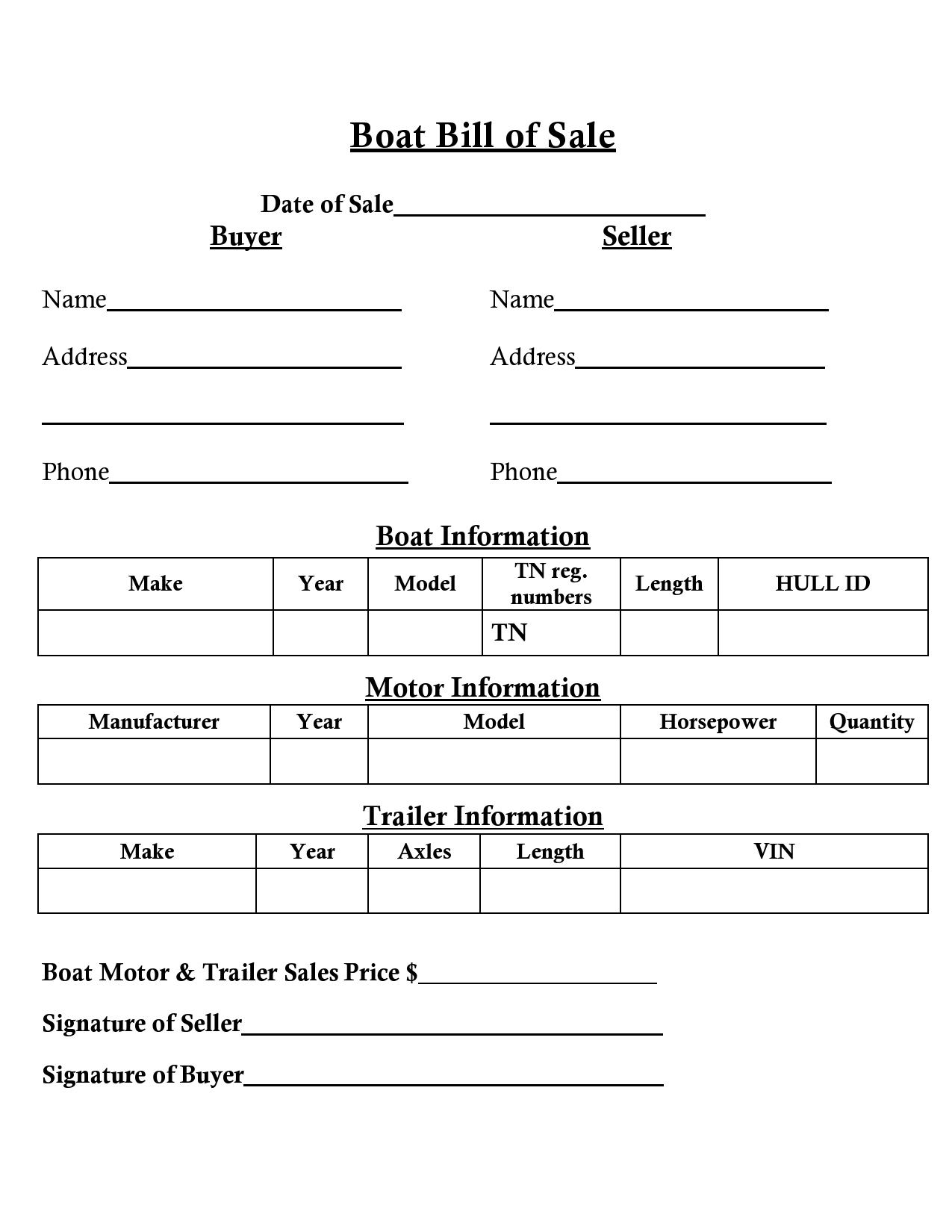 41 Great Boat Bill Of Sale Templates [All States] ᐅ Templatelab regarding Free Printable Boat Bill Of Sale