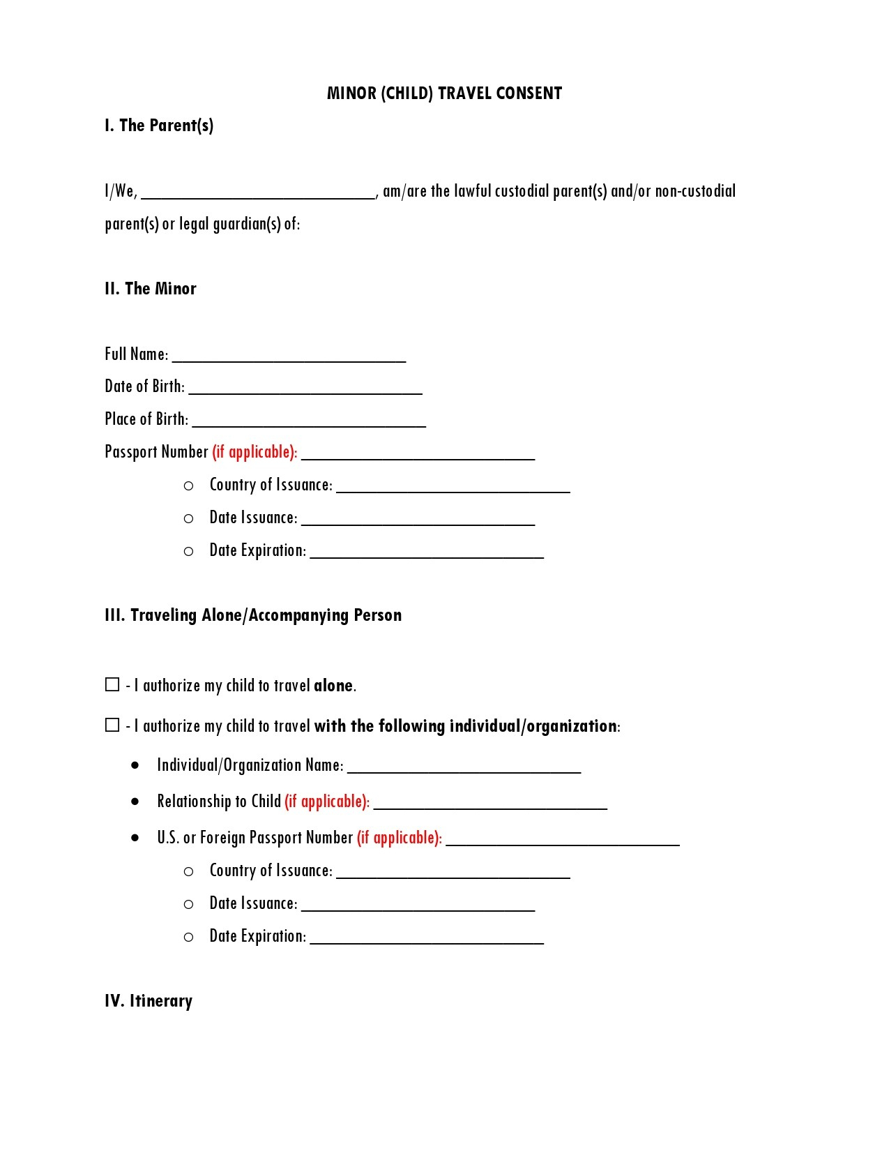 45 Printable Child Travel Consent Forms (Word & Pdf) inside Printable Travel Consent Form For Minor With Notary