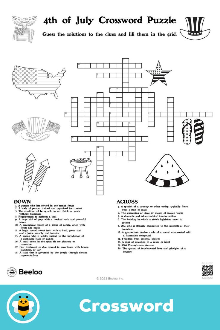 4Th Of July Crossword Puzzle intended for 4Th Of July Crossword Puzzle Printable