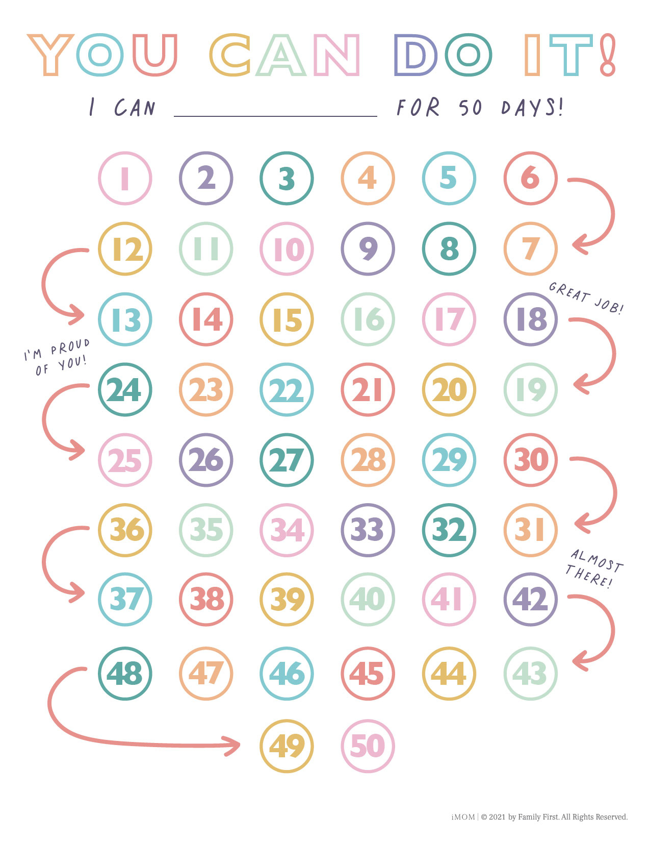 50-Day You Can Do It Chart - Imom throughout 40 Day Love Dare Printable Free Download