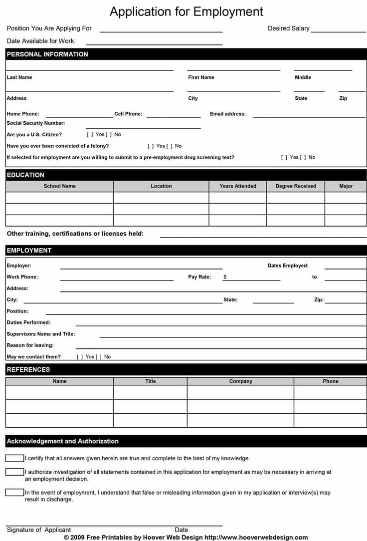 56 Free Employment &amp;amp; Job Application Form Templates [Printable] ᐅ for Printable Blank Job Application Form