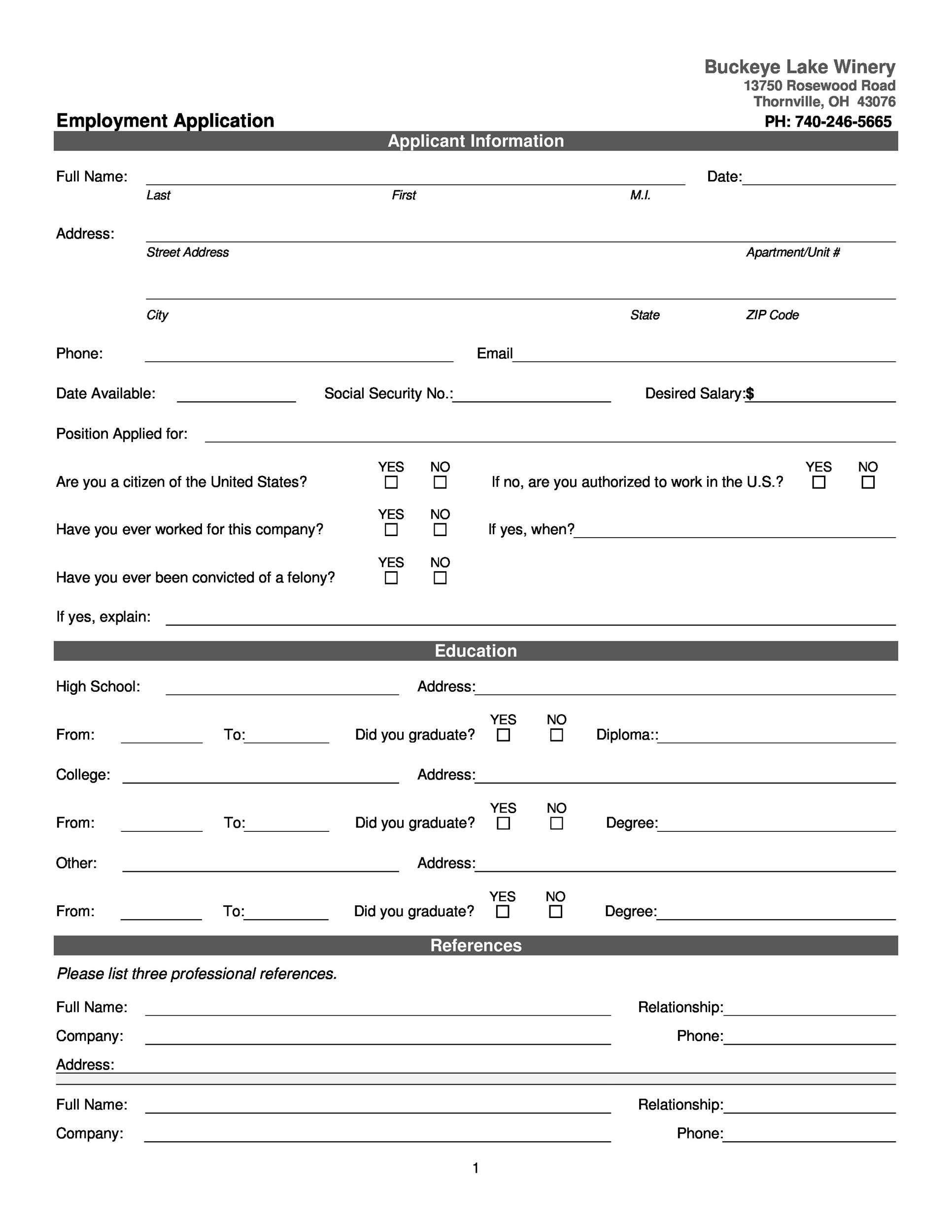 56 Free Employment &amp;amp; Job Application Form Templates [Printable] ᐅ with Printable Blank Application Forms For Employment