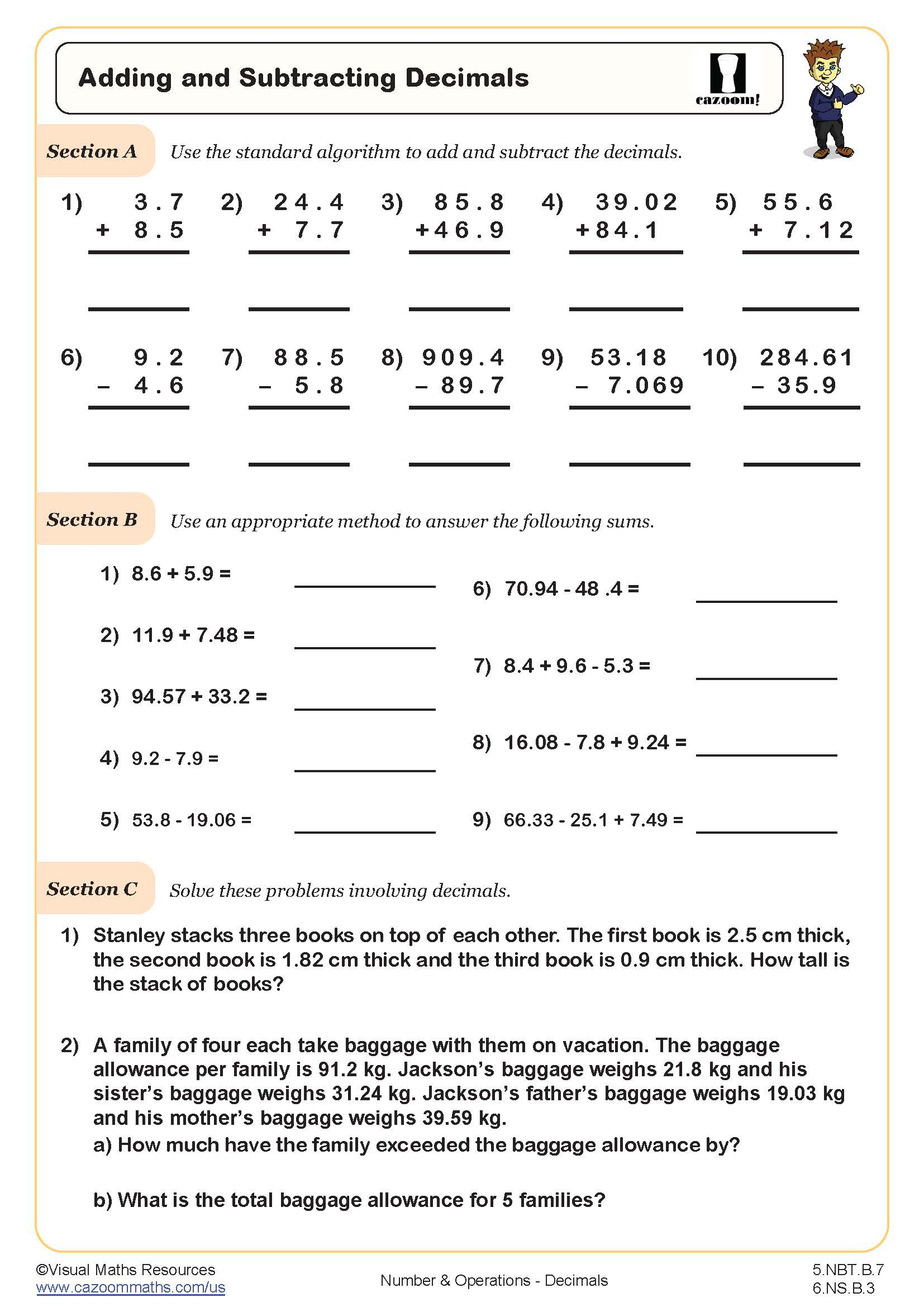 5Th Grade Math Worksheets Pdf | Printable Pdf Worksheets | Cazoom Math within Free Printable 5th Grade Math Worksheets