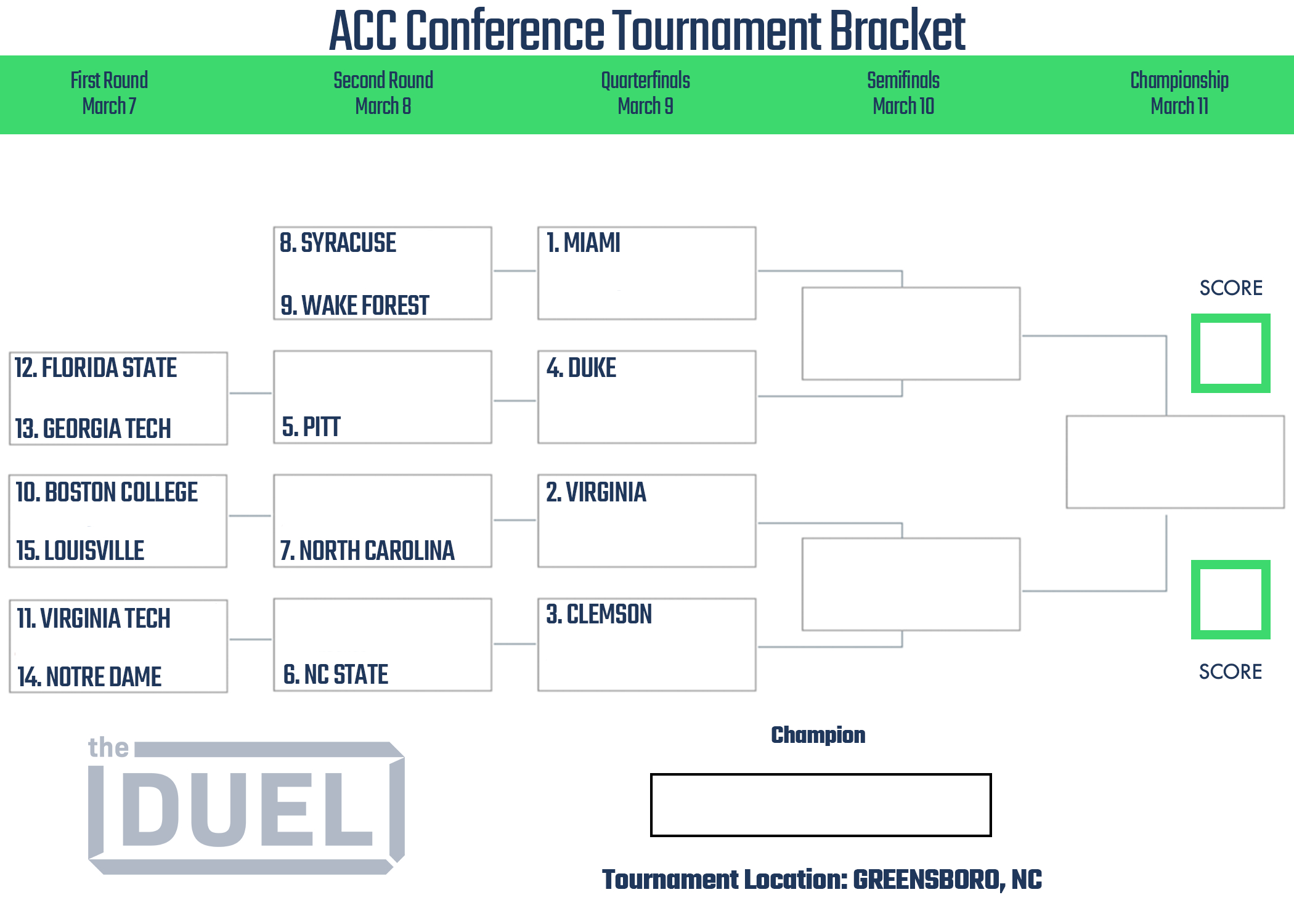 Acc Basketball Tournament Printable Bracket 2023 | Fanduel Research pertaining to Acc Men'S Basketball Tournament Bracket Printable