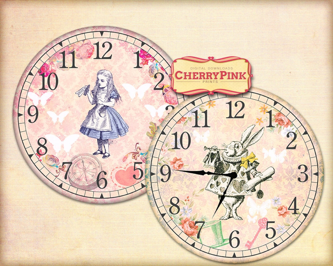 Alice In Wonderland Clock, Printable Party Decor, Diy Paper with regard to Alice In Wonderland Clock Printable
