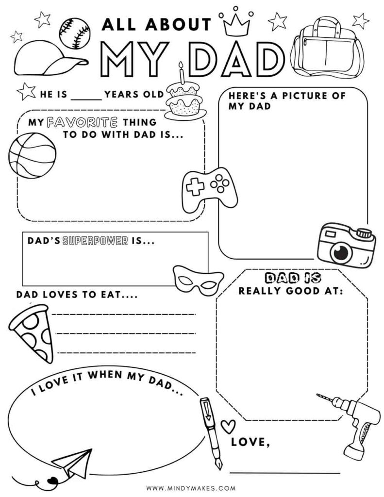All About Dad Free Printable Pdf - Mindymakes pertaining to All About My Dad Printable Free Download
