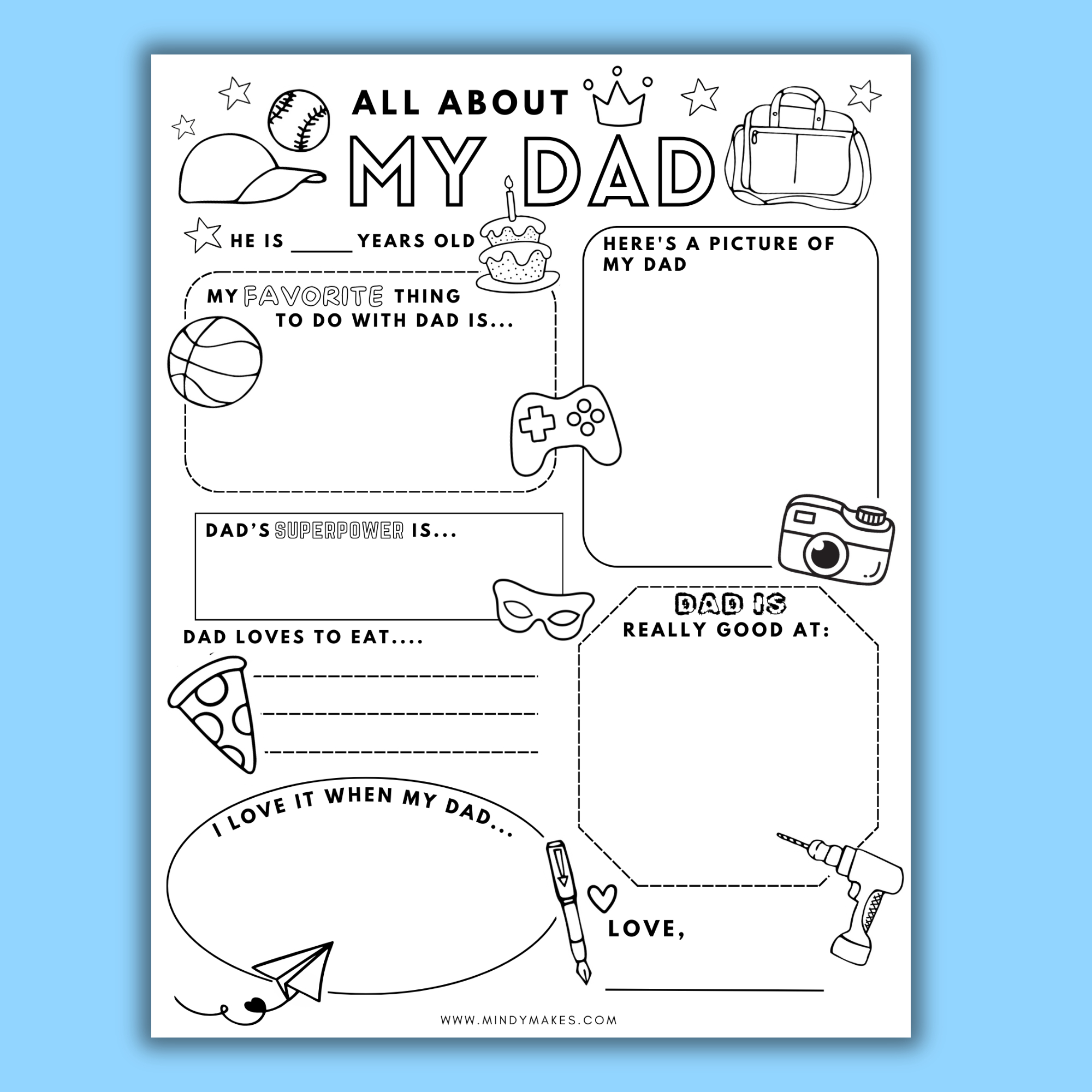 All About Dad Free Printable Pdf - Mindymakes regarding All About My Dad Printable Free Download