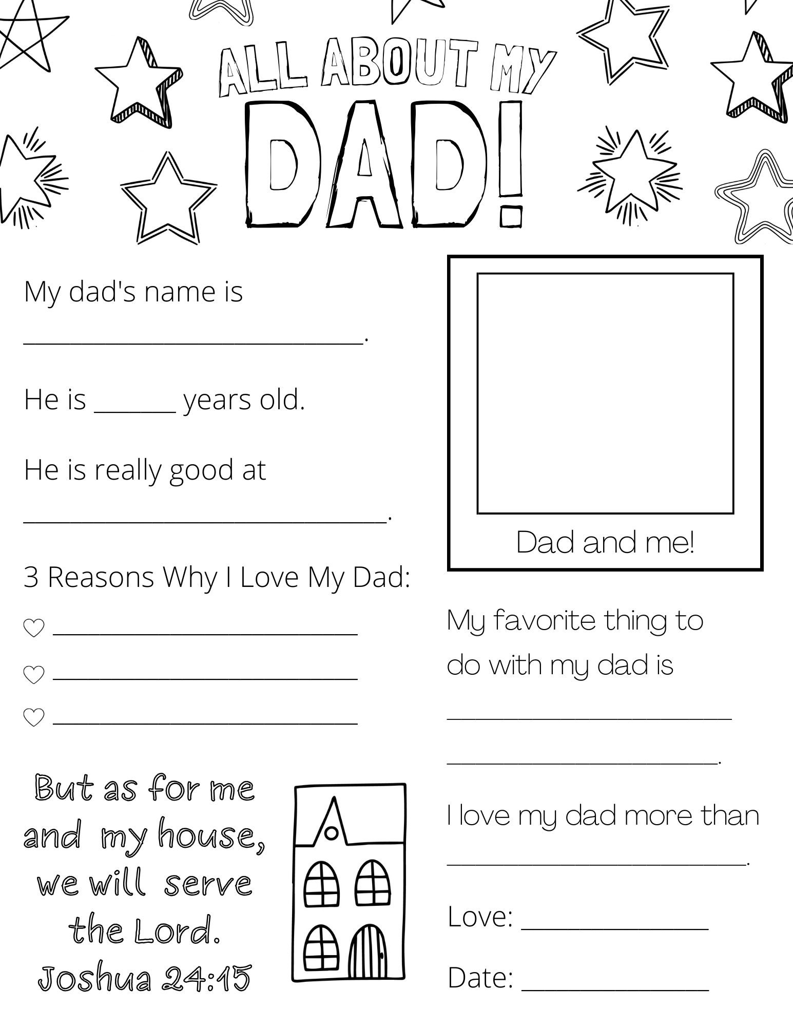 All About My Dad (Papa, Grandpa) Free Printable - Out Upon The Waters within All About My Daddy Printable Free
