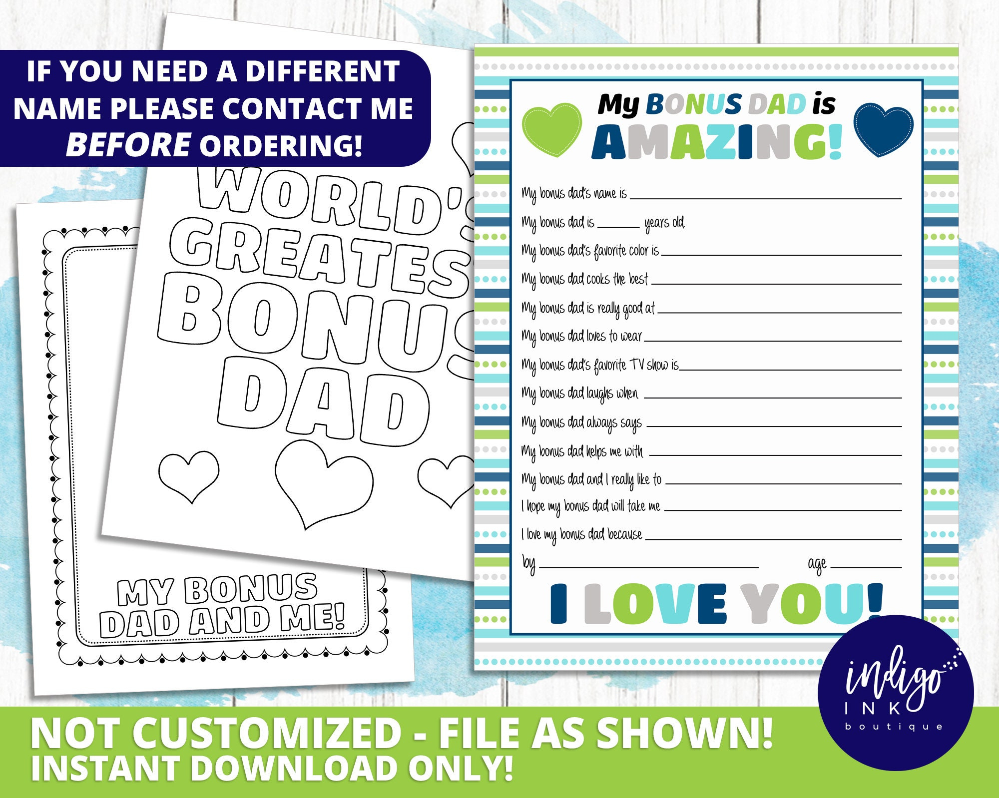 Alles Über Meinen Bonus Dad Kid Fragebogen Sofort Download throughout All About My Bonus Dad Printable
