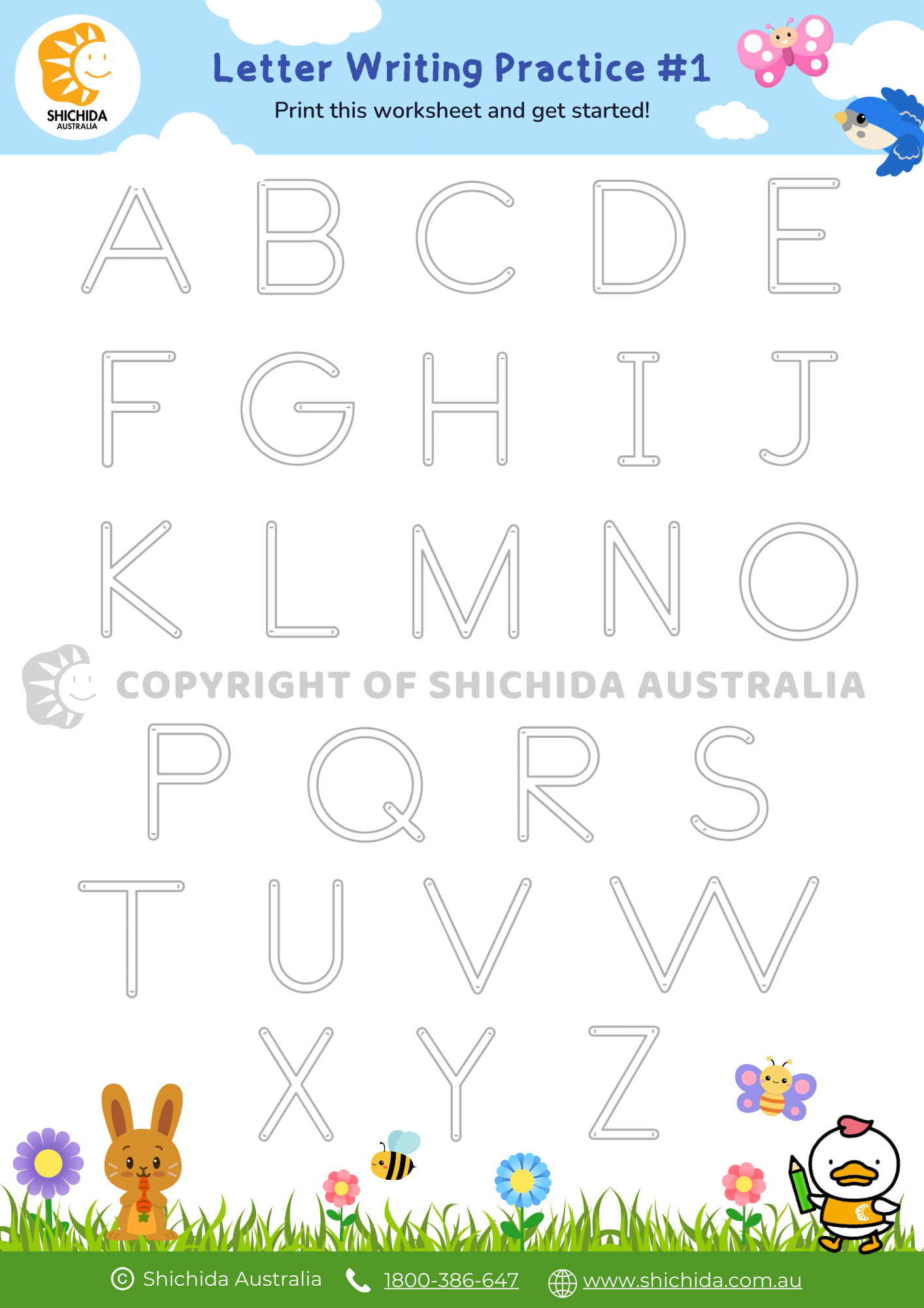 Alphabet Writing Worksheet 1: Free Letter Tracing For Kids with Printable Alphabet Letters For Preschoolers