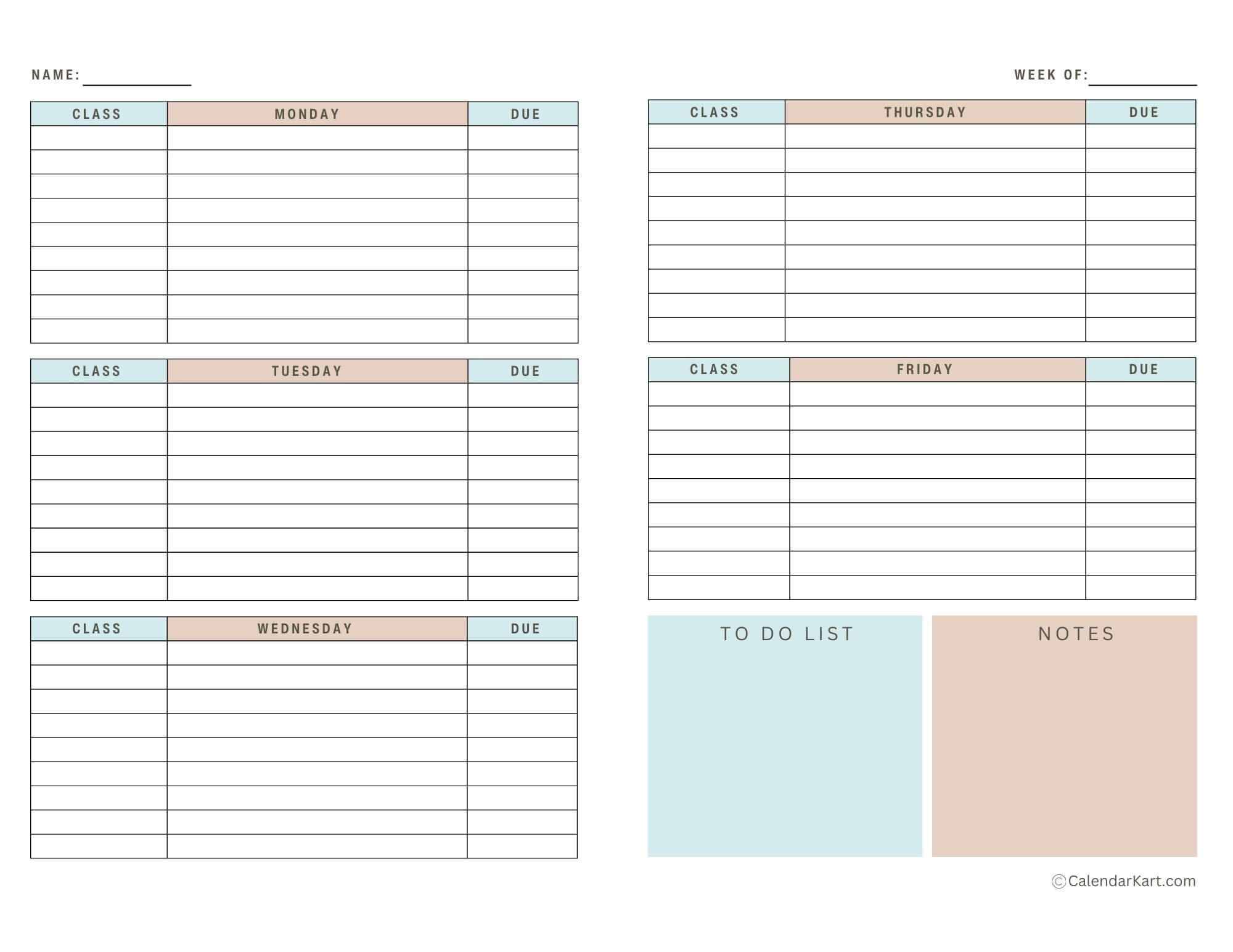Best Weekly Planners For Students | Calendarkart inside Weekly Student Planner Printable Free