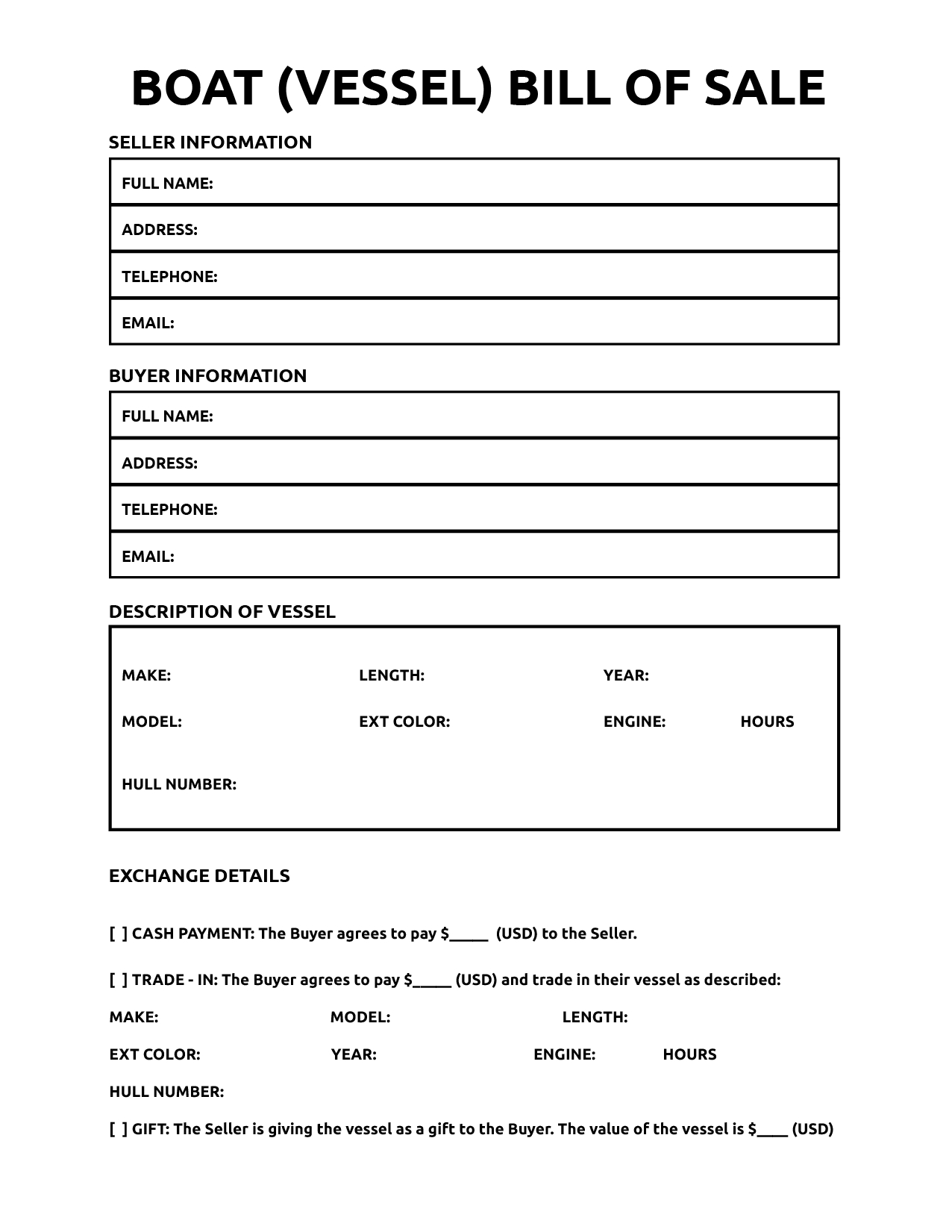 Bill Of Sale For Boat - World Of Printables within Free Printable Boat Bill of Sale