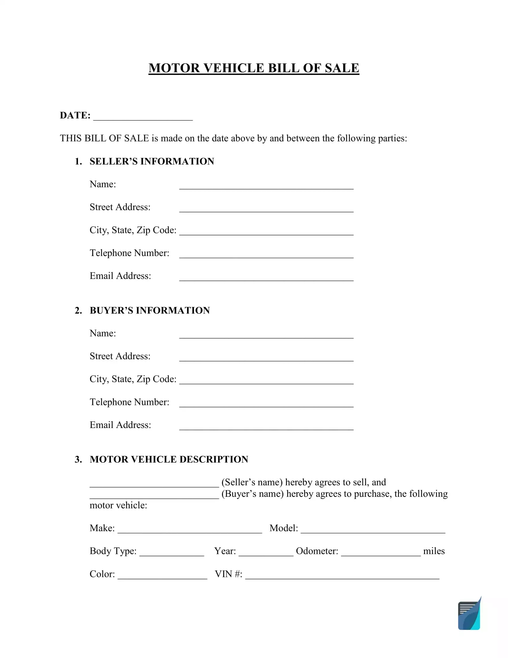 Bill Of Sale Template | Free Pdf And Word Forms pertaining to Free Printable Bill of Sale Vehicle
