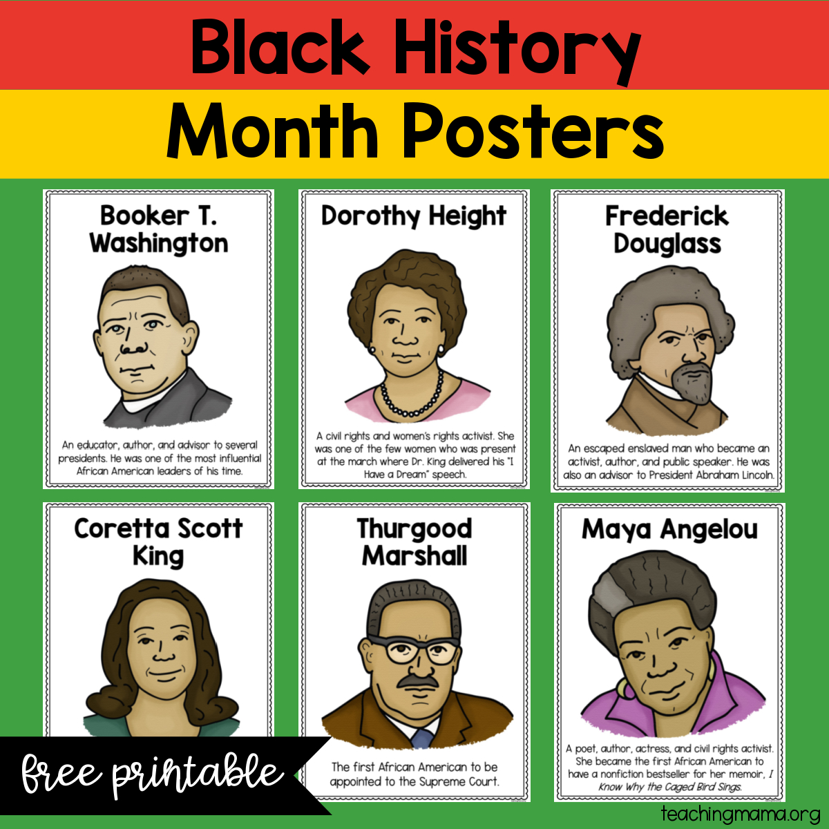 Black History Month Posters - Free Printable - Teaching Mama intended for Black History Month Printables Free