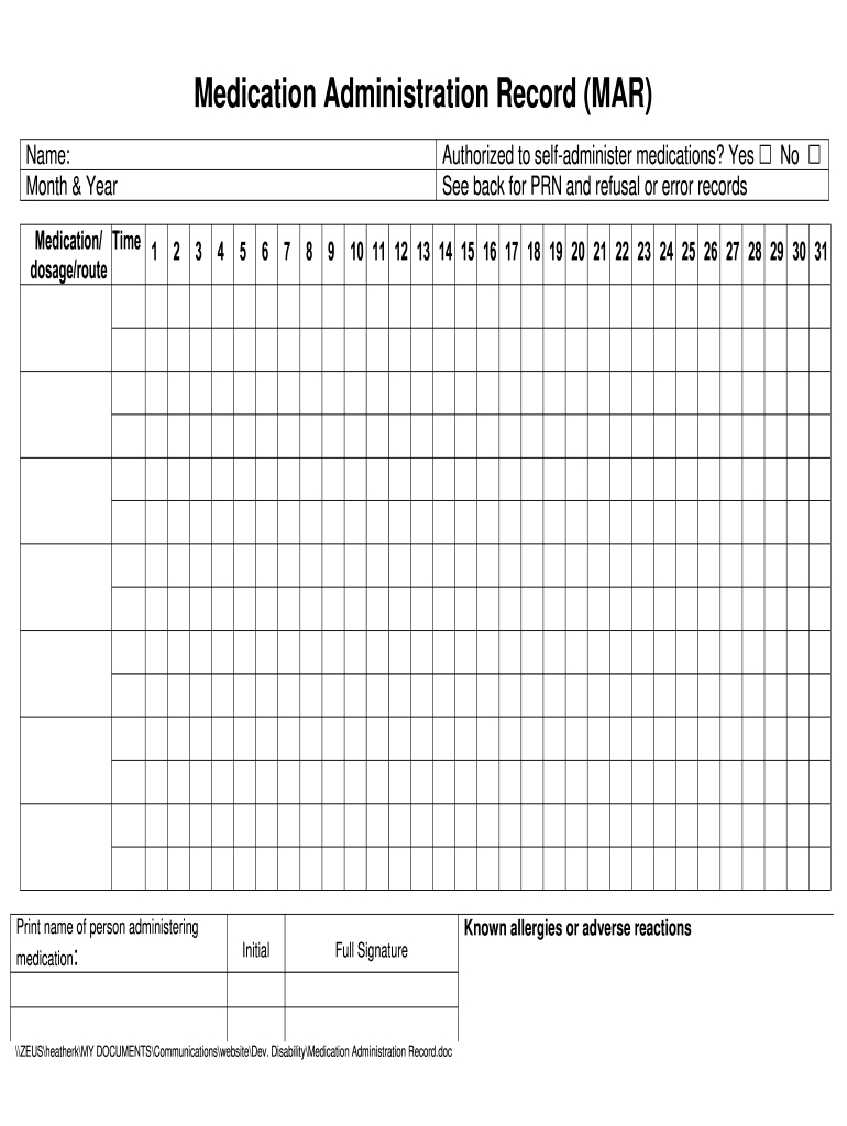 Blank Mar: Fill Out & Sign Online | Dochub with regard to Printable Large Print Medication Administration Record