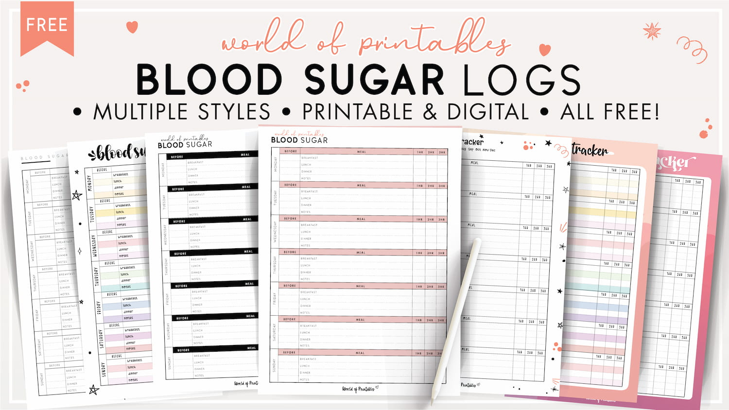 Blood Sugar Logs - World Of Printables with Free Printable Blood Glucose Logs