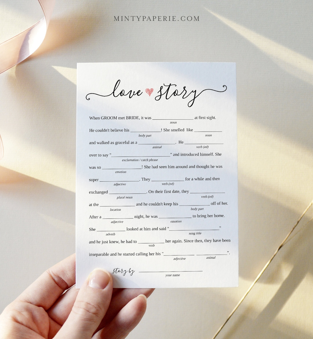 Bridal Shower Mad Libs Printable | Funny Bridal Shower Game | Diy regarding Mad Libs Bridal Shower Game Printable
