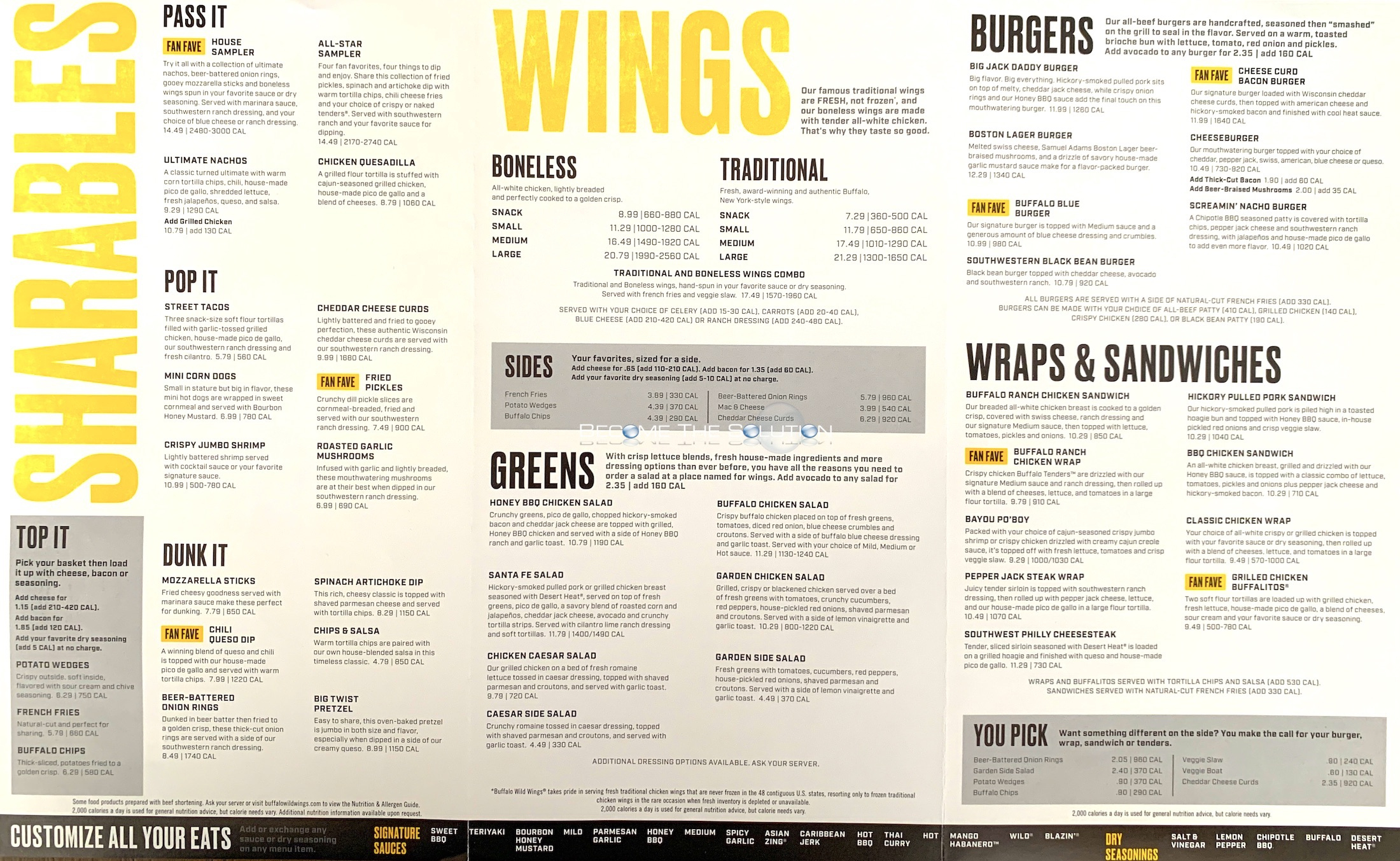 Buffalo Wild Wings Orland Park Menu intended for Buffalo Wild Wings Printable Menu