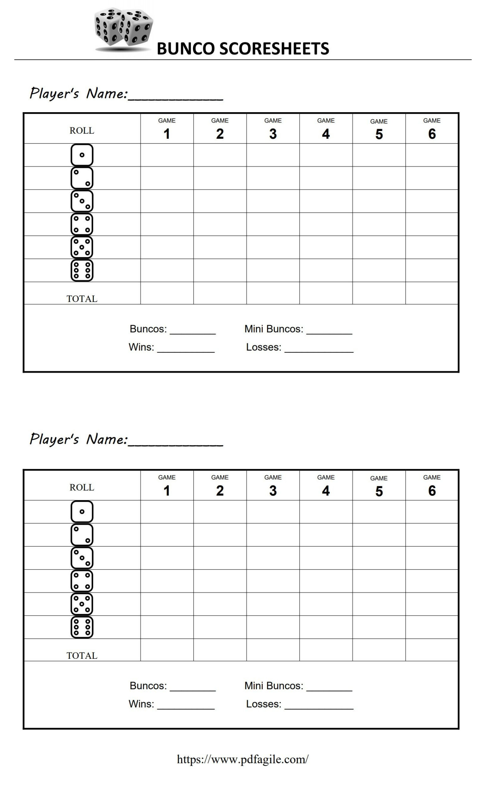 Bunco Scoresheet Template | Pdf Agile inside Bunco Score Cards Free Printable