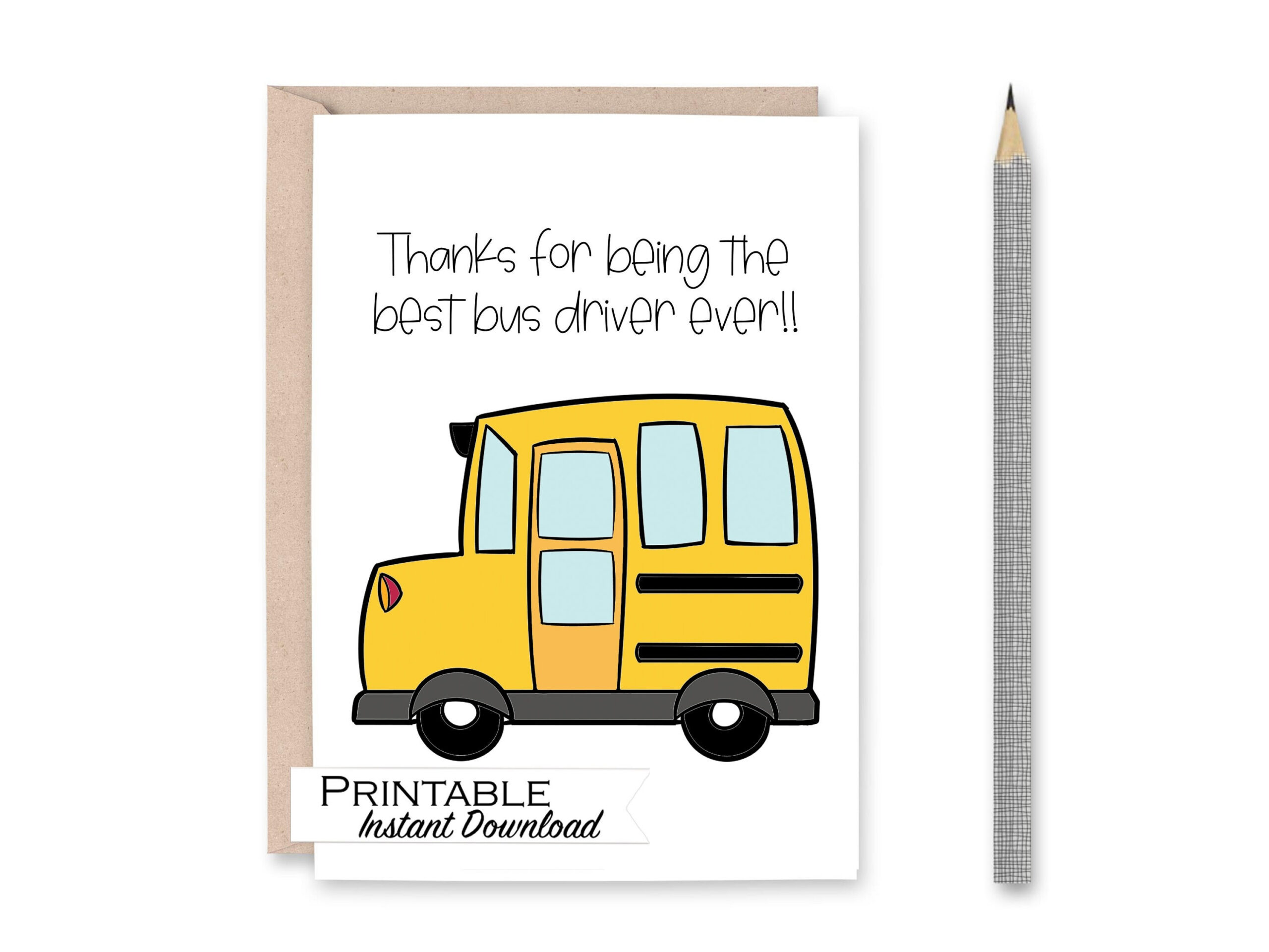 Bus Driver Thank You Card Printable, Bus Driver End Of School in Thank You Card For Bus Driver Printable