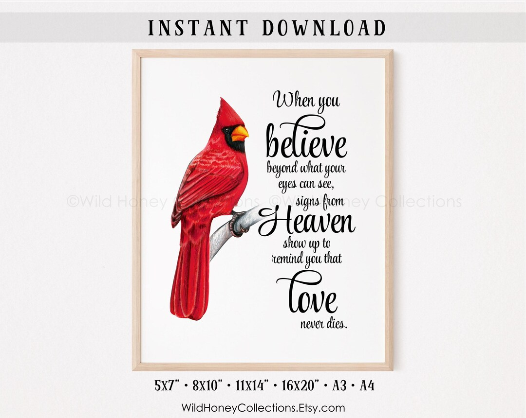 Cardinal Signs From Heaven Printable Wall Art | Memorial Cardinal intended for Legend Of The Cardinal Printable