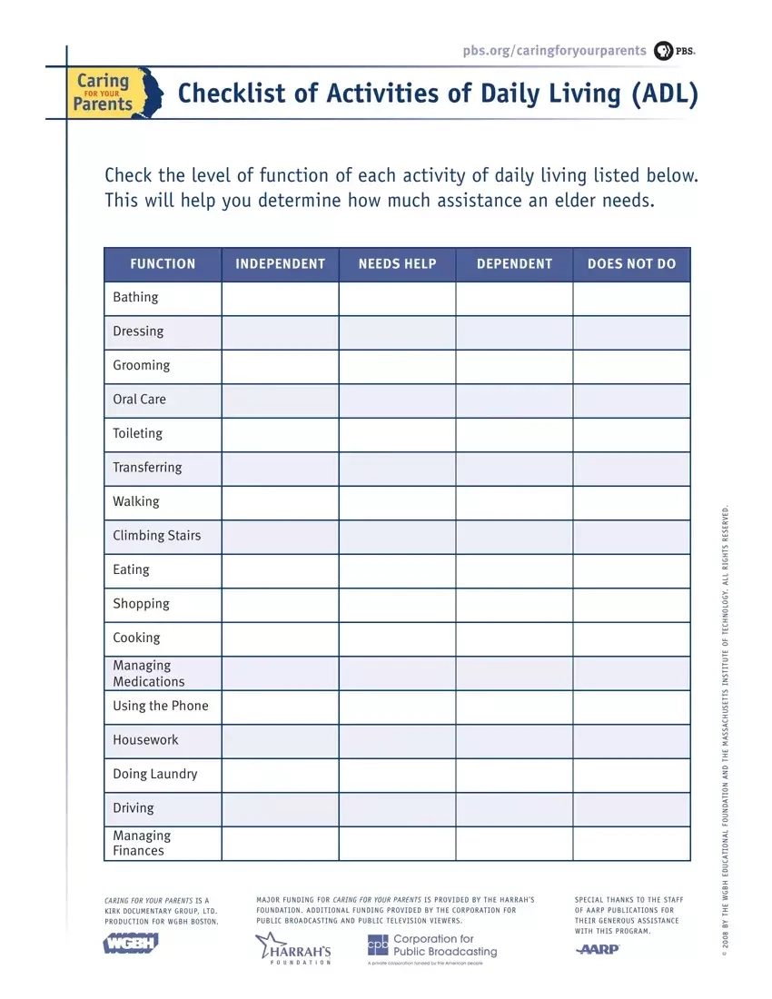 Checklist Daily Living ≡ Fill Out Printable Pdf Forms Online with regard to Printable Activities of Daily Living Checklist