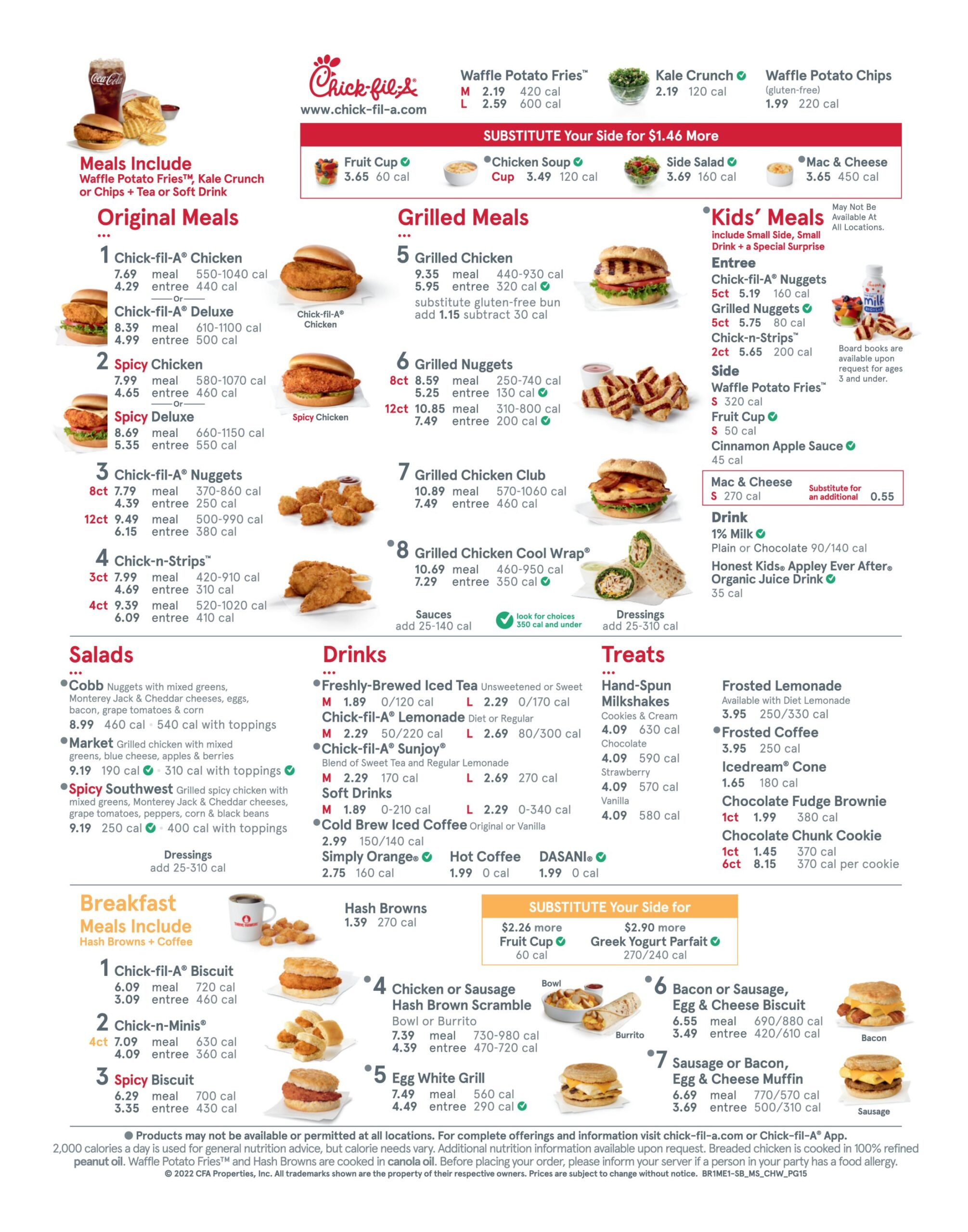 Chick-Fil-A Menu with regard to Printable Chick Fil a Menu