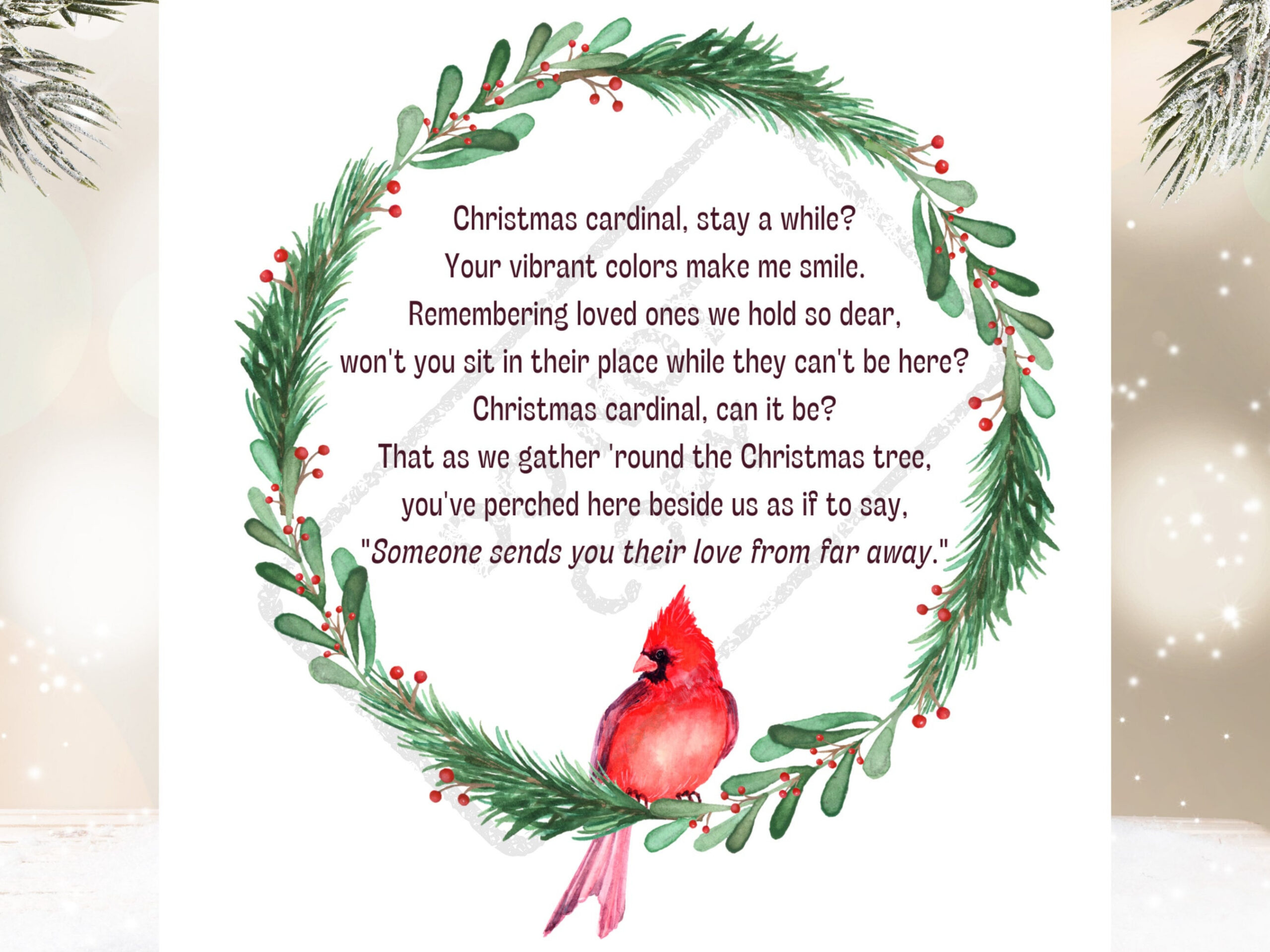 Christmas Cardinal Memorial Poem - Etsy Australia for Legend Of The Cardinal Printable