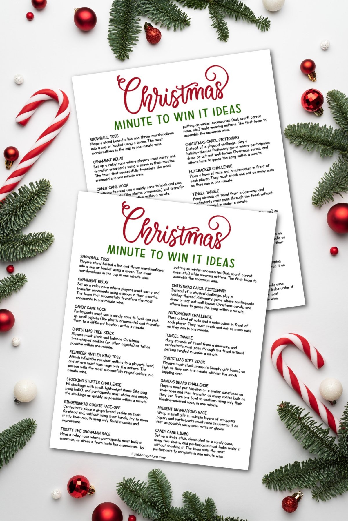 Christmas Minute To Win It Games (Free Printable) intended for Minute to Win It Christmas Games Printable