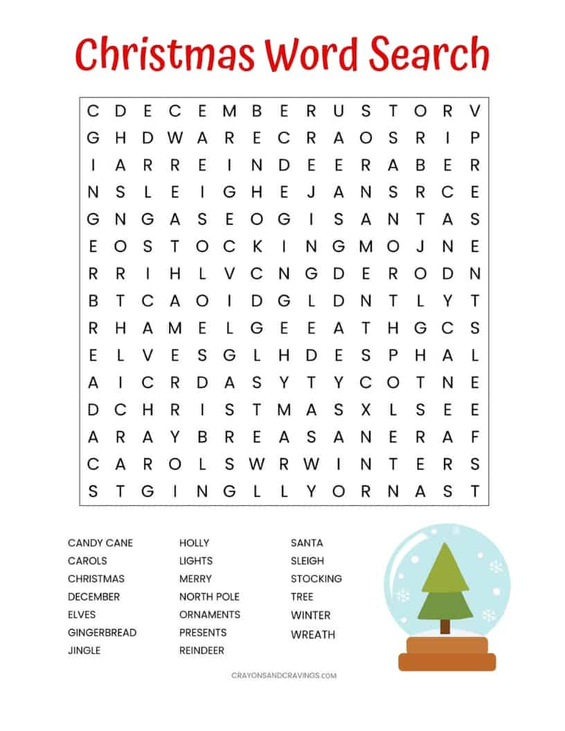 Christmas Word Search Printable (For Kids Or Adults) with regard to Christmas Word Search Printable Free