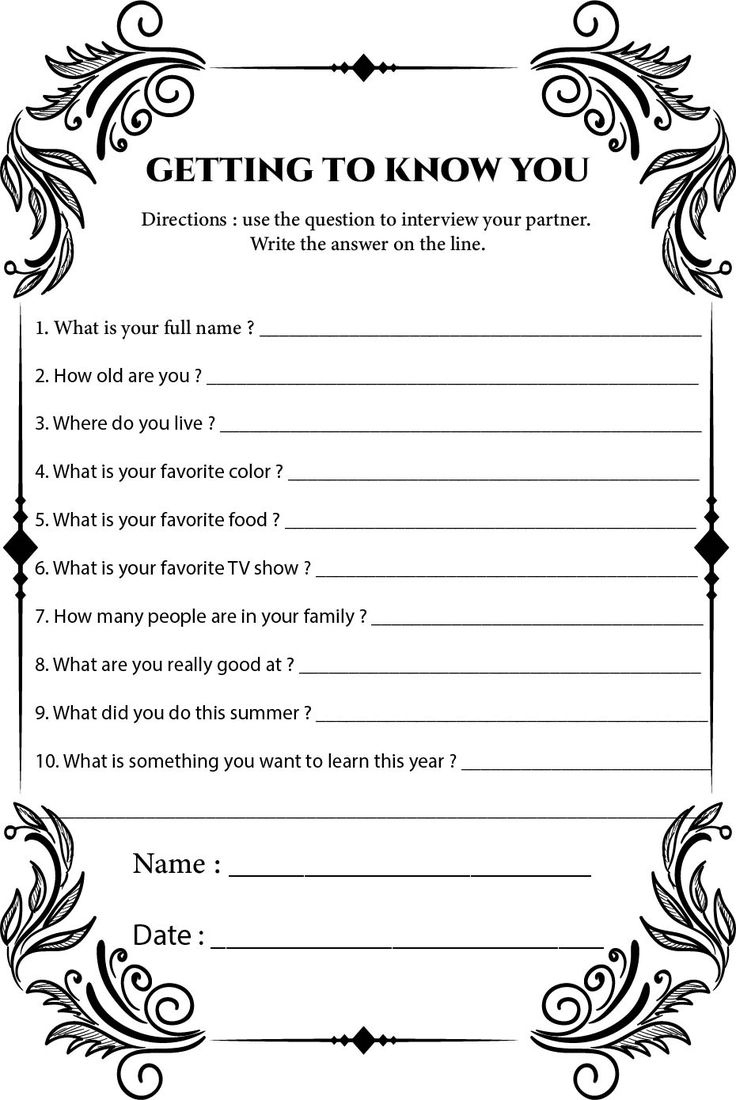 Classroom Getting To Know You - 15 Free Pdf Printables | Printablee pertaining to Free Printable Get To Know You Worksheet For Adults