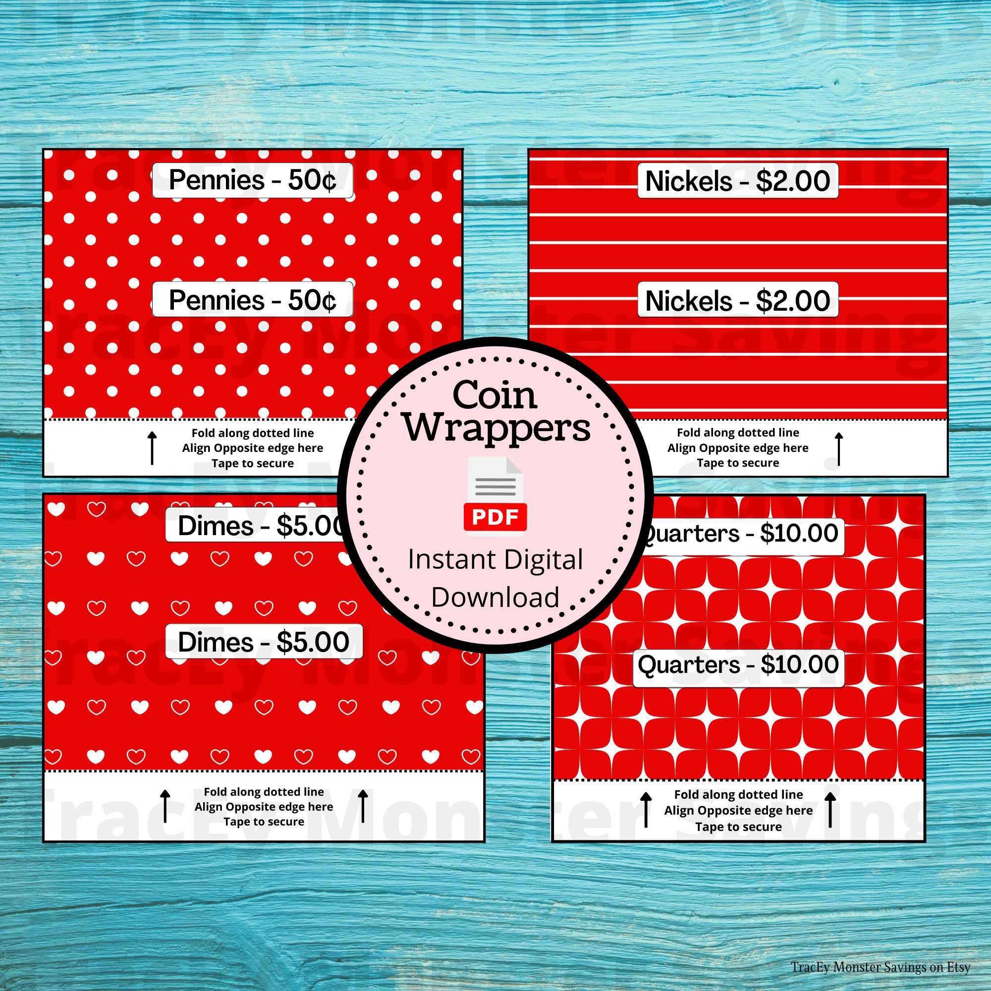 Coin Roll Wrappers For Us Currency - Red | Assembly Required throughout Wrapper Free Printable Coin Wrappers