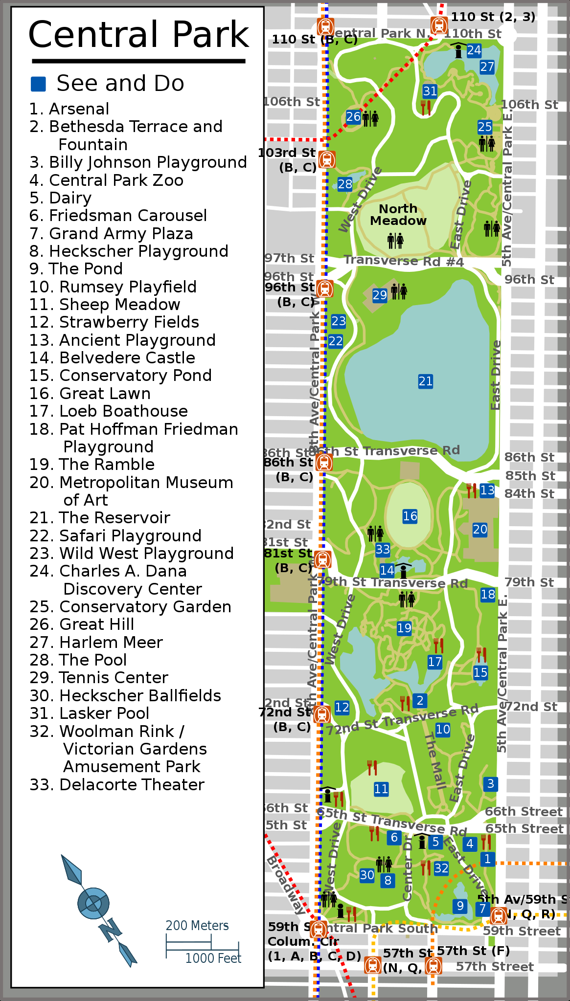 Datei:centralpark Map.svg – Wikipedia for Printable Map of Central Park