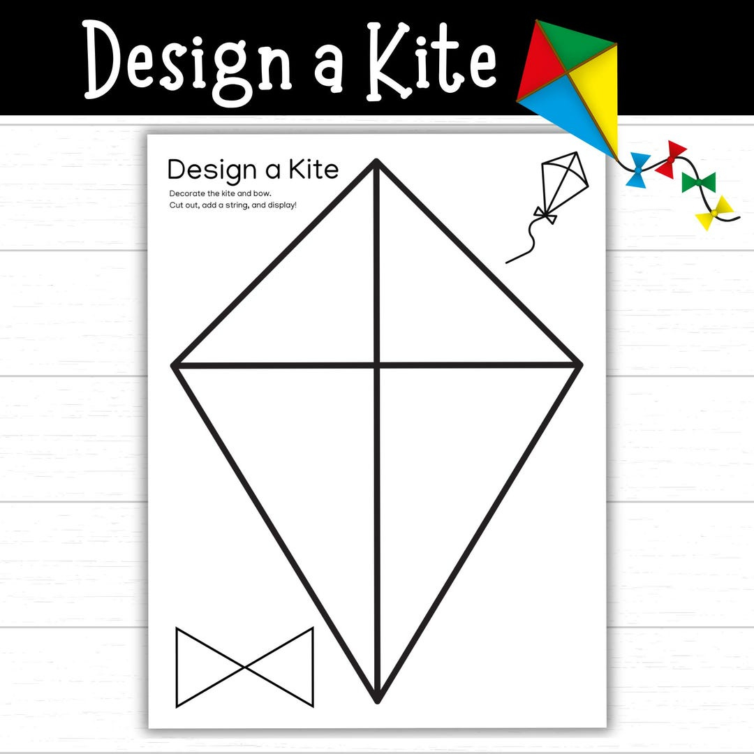 Design A Kite Printable, Decorate A Kite, Kite Craft, Spring Kite regarding Printable Cut Out Kite Template