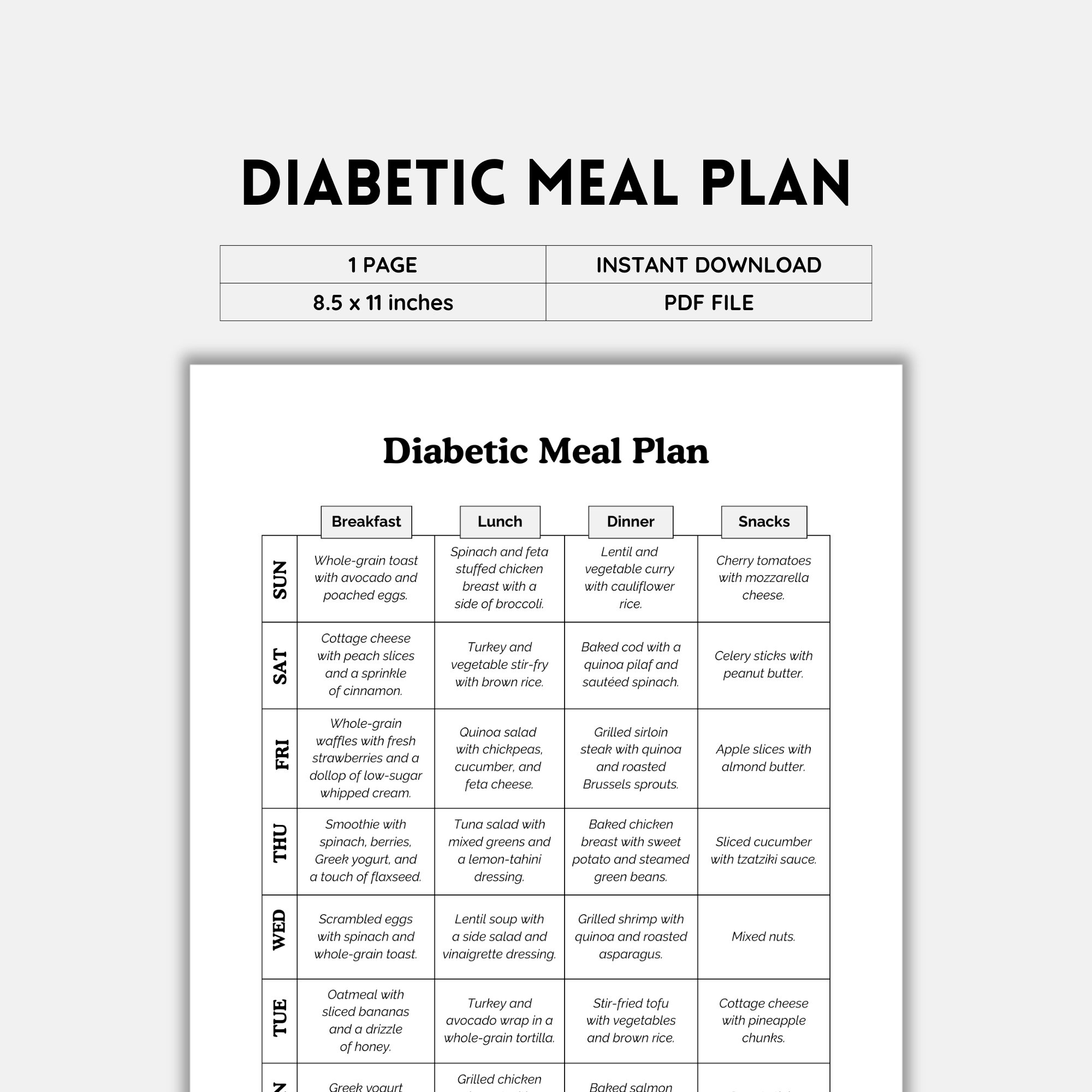 Diabetic Meal Plan, Diabetic Food List, Diabetic Diet, Diabetic inside Free Printable Diabetic Meal Plans