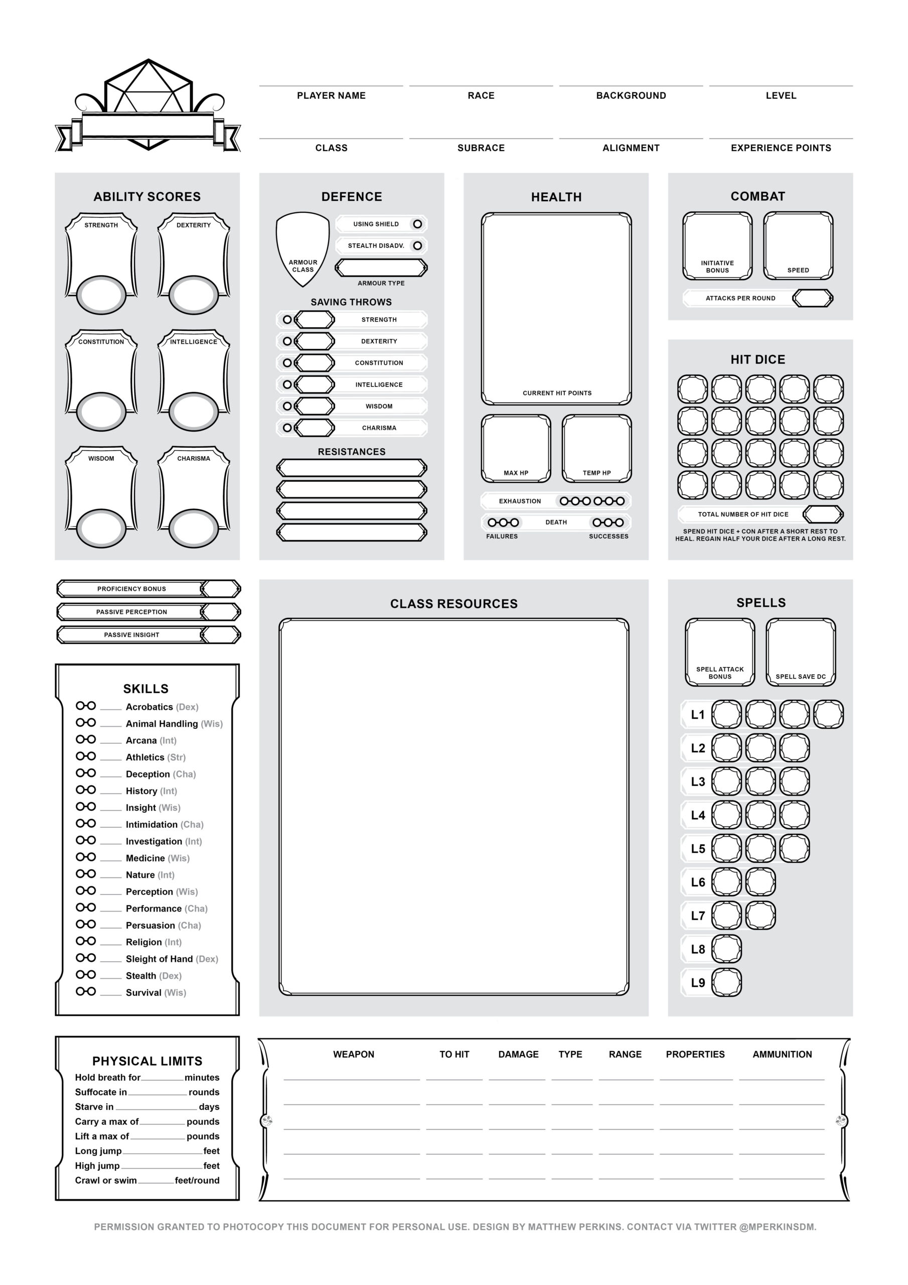 Discover 34 Character Sheets 5E And Blank D&D Character Sheet Pdf for Dungeons And Dragons Character Sheets Printable