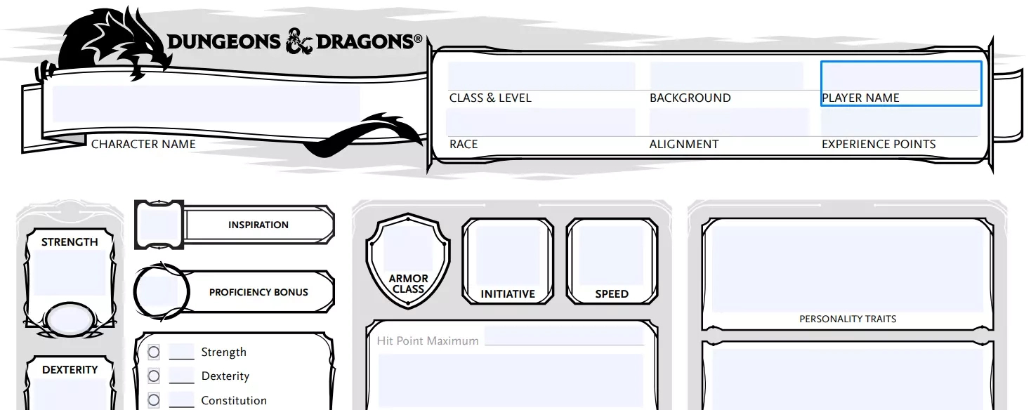 Dnd Character Sheet ≡ Fill Out Printable Pdf Forms Online pertaining to D&D Printable Character Sheets
